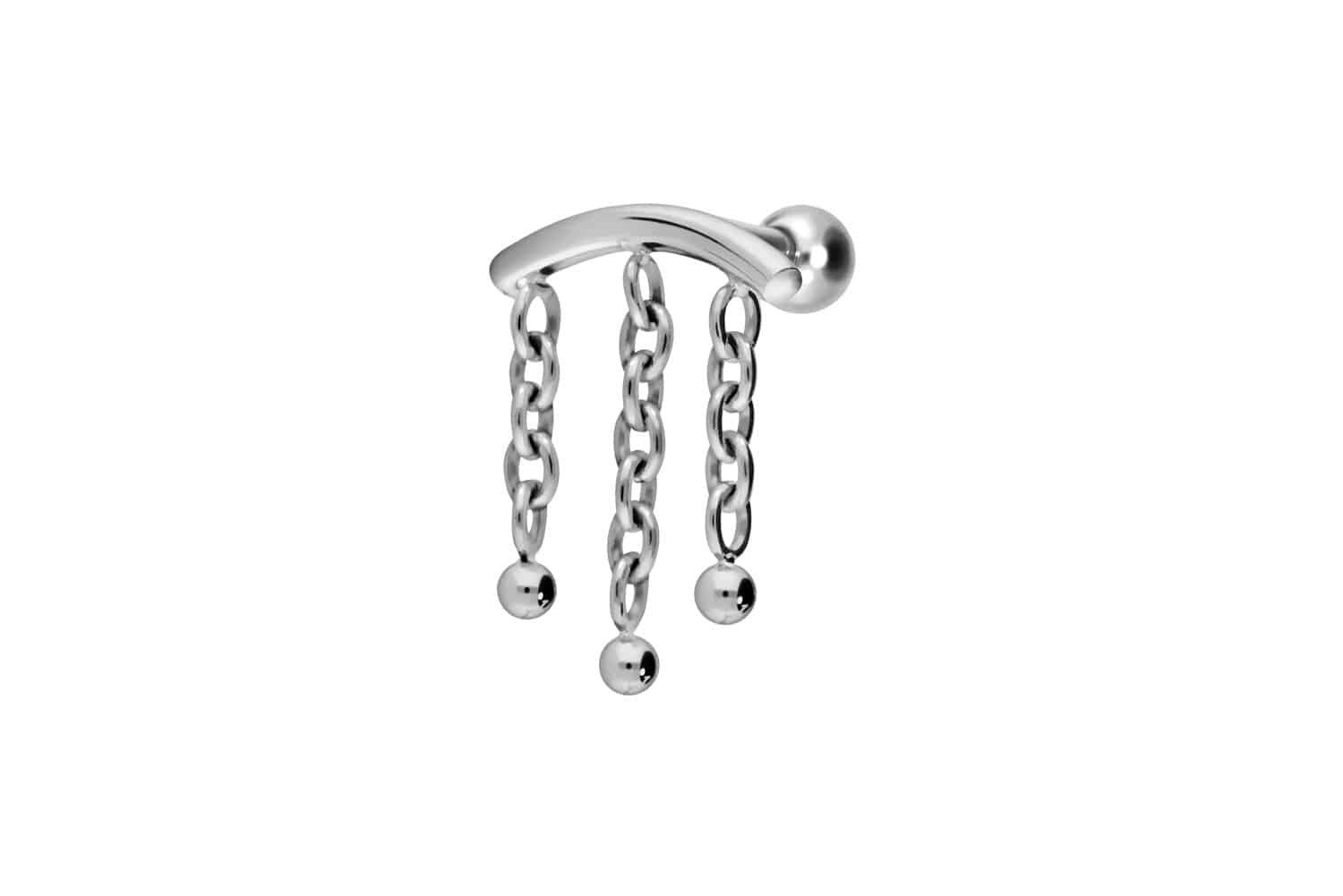 PIERCINGLINE Piercing-Set Titan Ohrpiercing mit Innengewinde BOGEN + 3 KETTEN (Mini-Barbells, 1-tlg)