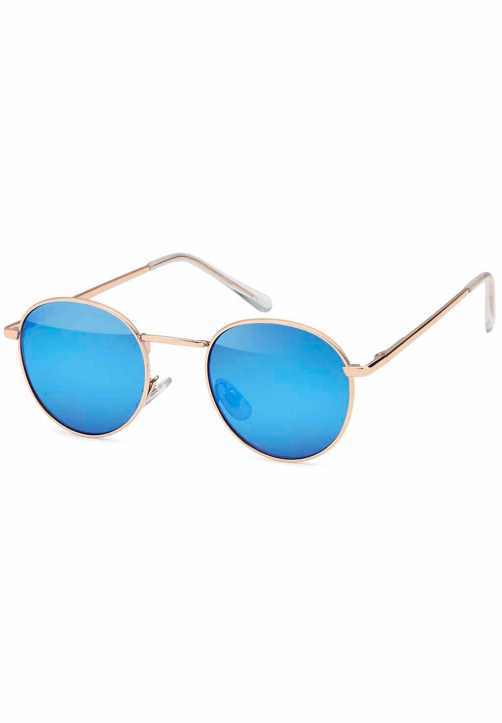 styleBREAKER Sonnenbrille (1-St) Verspiegelt Gestell Gold / Glas Blau verspiegelt