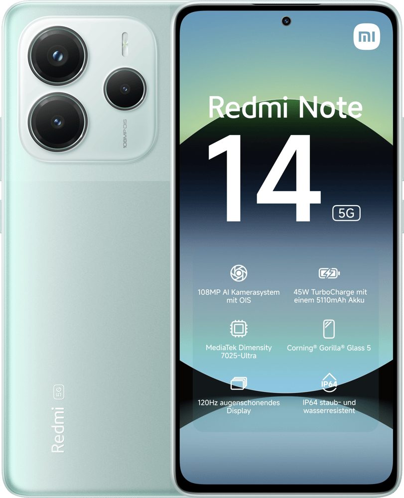 Redmi Note 14 5G 8GB + 256GB Coral Green Smartphone