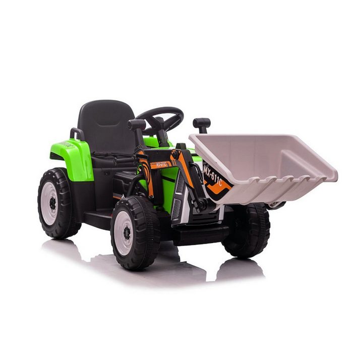 TPFLiving Elektro-Kinderauto Bagger - Motor: 2 x Elektro Motoren - Akku: 1 x 12 Volt/7Ah Belastbarkeit 30 kg Kinderauto - Elektroauto mit Sicherheitsgurt - grün