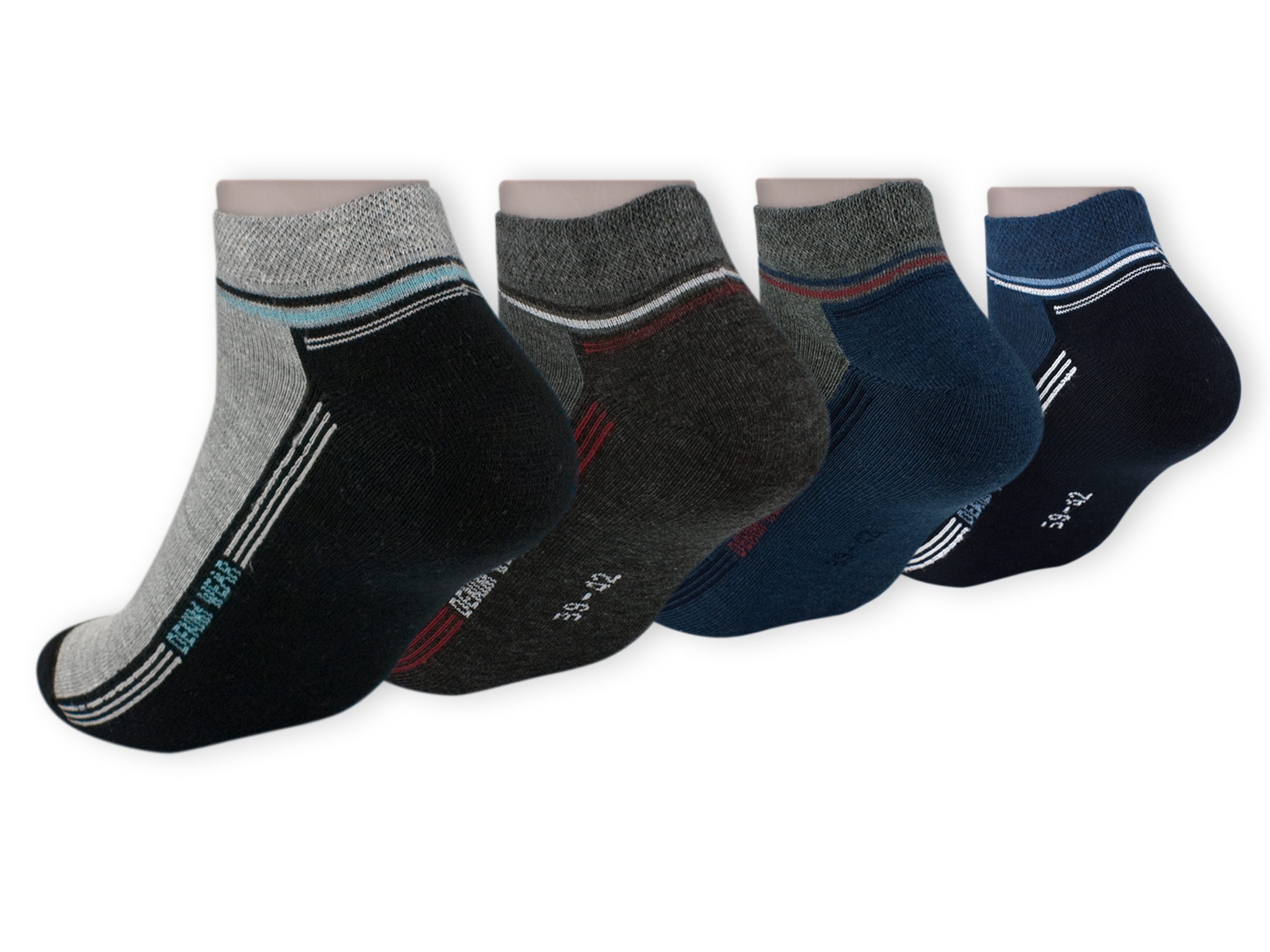 Die Sockenbude Sneakersocken DENIM (Bund, 4-Paar, aus Kammgarn) blau grau s günstig online kaufen
