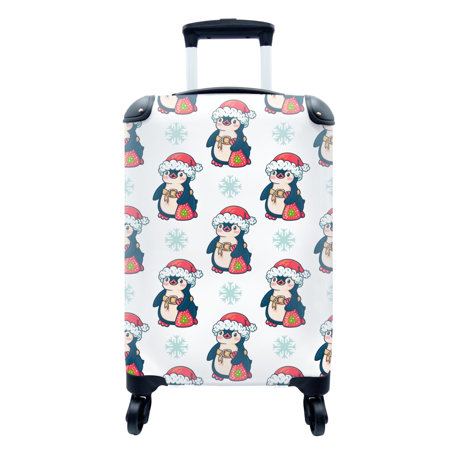 Pinguin Weihnachten, Trolley, - Reisekoffer - Handgepäck 4 Weihnachtsmannmütze Rollen, mit Handgepäckkoffer rollen, Kind - Schnittmuster - Ferien, Reisetasche für MuchoWow