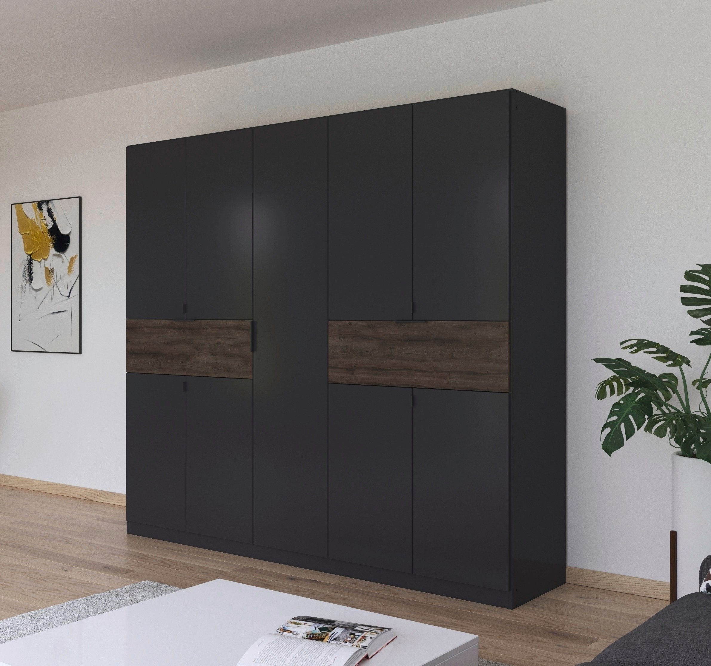 rauch Drehtürenschrank Kleiderschrank Schrank Garderobe Wäscheschrank TICAO (Schubladen in der Höhe variabel positionierbar) mit 2 geräumigen Schubladen, viel Stauraum MADE IN GERMANY