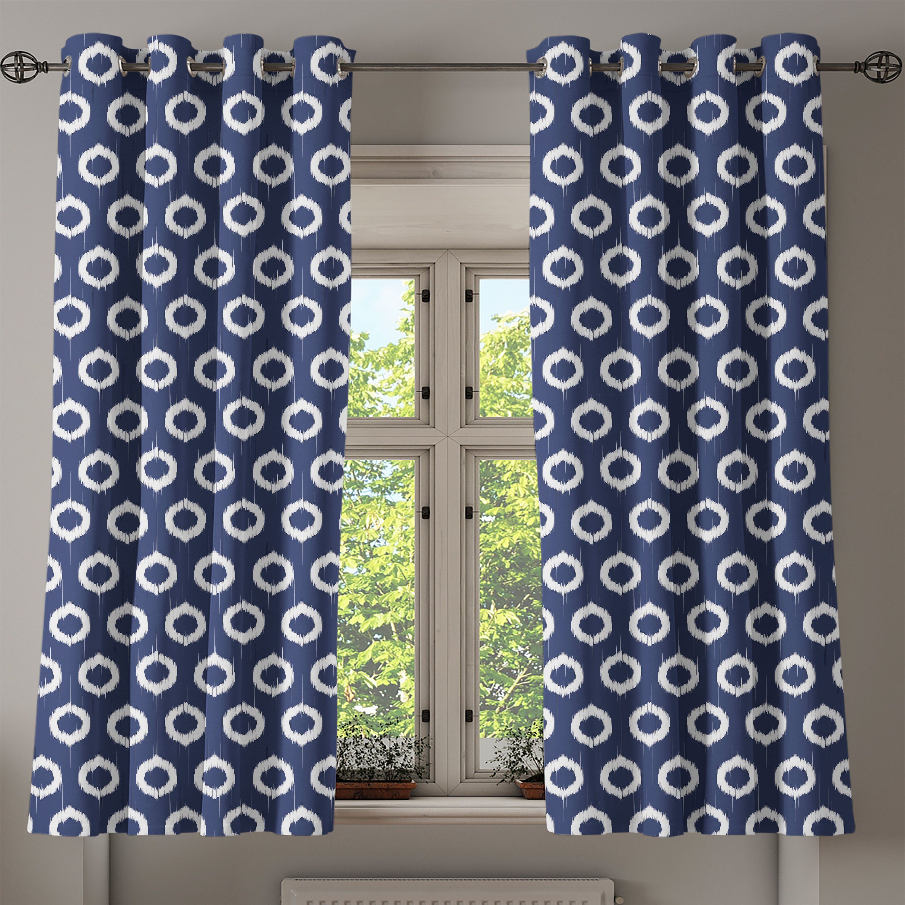 Schlafzimmer Abakuhaus, für Sketchy Wohnzimmer, Entwurf Grunge Dekorative Gardine 2-Panel-Fenstervorhänge blau Navy