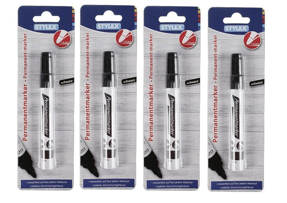 Marker 4x Permanentmarker / 1-4 mm / schwarzschreibend