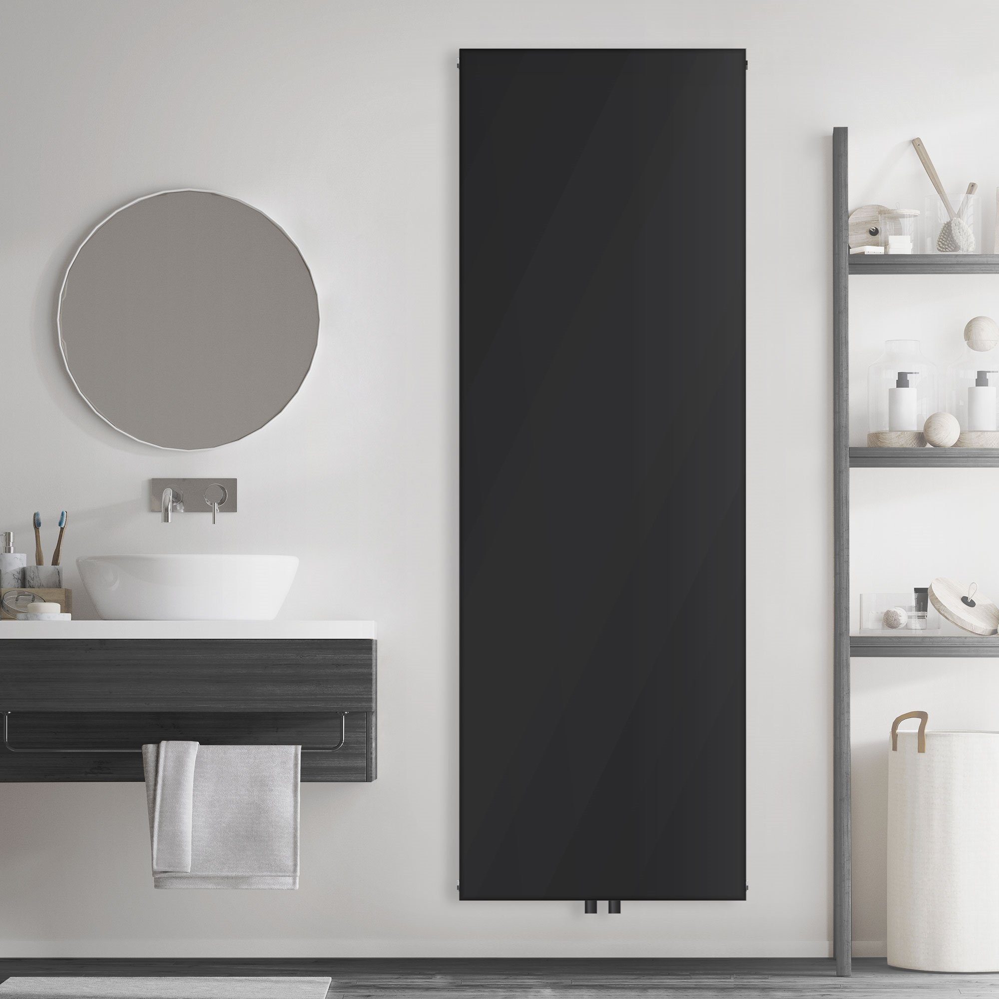 LuxeBath Heizkörper Designheizkörper Planheizkörper Vertikalheizkörper Flachheizkörper, Schwarz matt 1800x604mm Einlagig glatte Vorderseite | Heizkörper