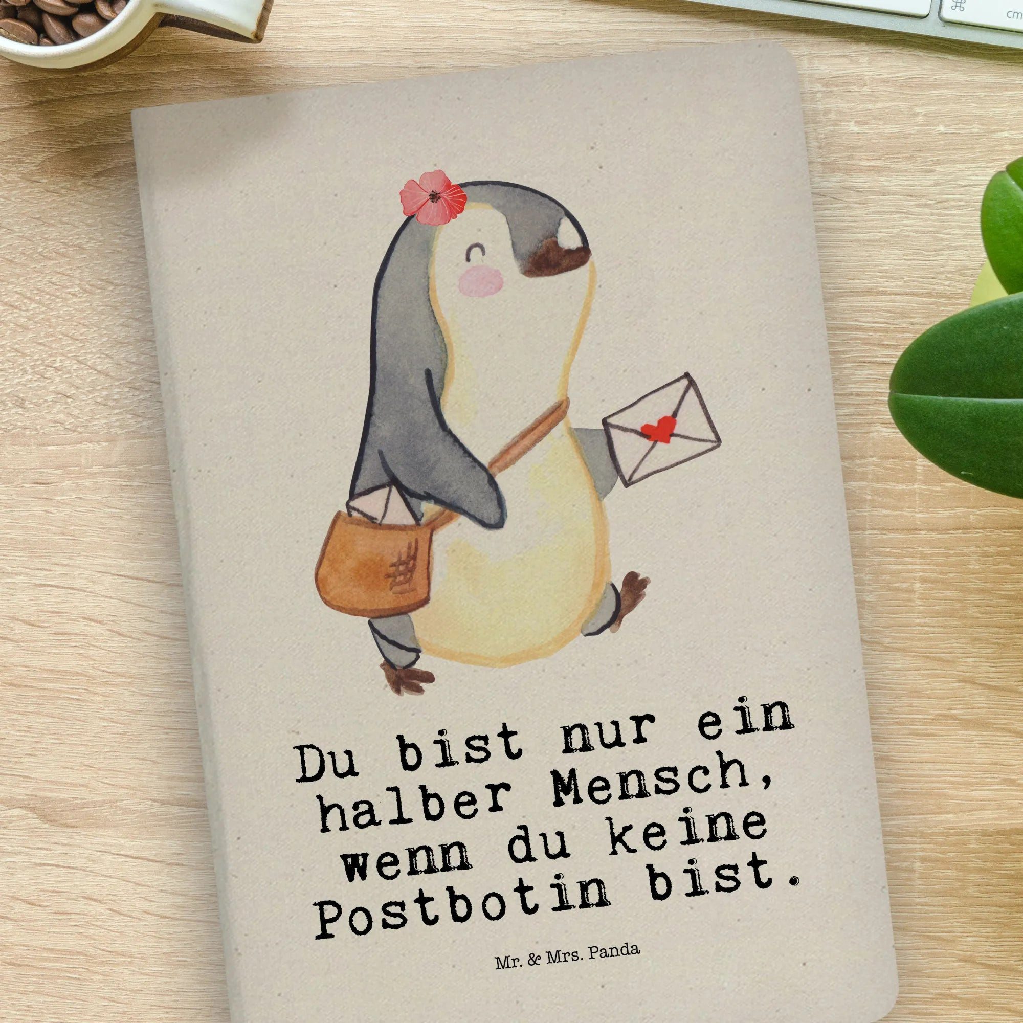 Thumbnail - Mr. & Mrs. Panda Notizbuch Postbotin Herz - Transparent - Geschenk, Postlerin, DIN A4 Bullet Jou Mr. & Mrs. Panda, Echte...
