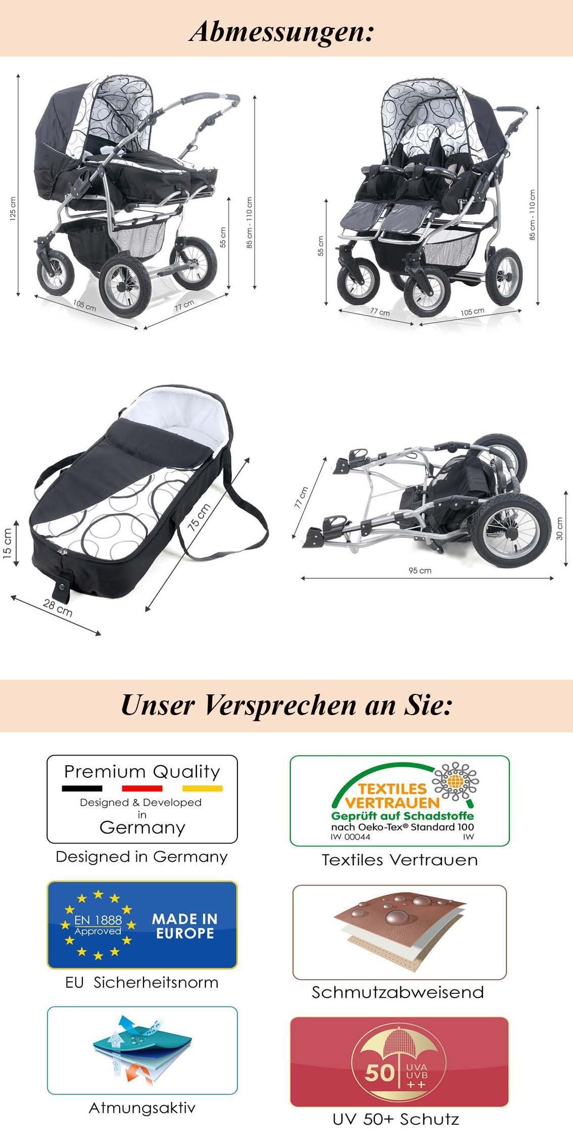 Teile 15 1 Elcar in - Farben Braun-Creme in Zwillings-Kombikinderwagen 20 Duet - 3 Zwillingskinderwagen