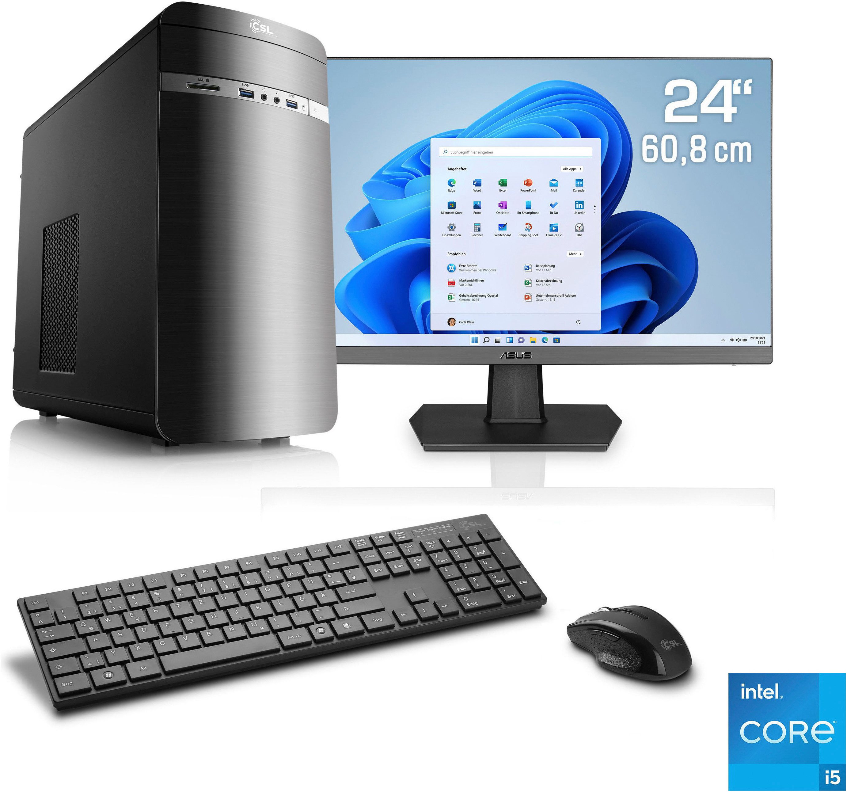 CSL Speed V25885 PC-Komplettsystem (24", Intel® Core i5 12400, Intel UHD Graphics 730, 8 GB RAM, 500 GB SSD)