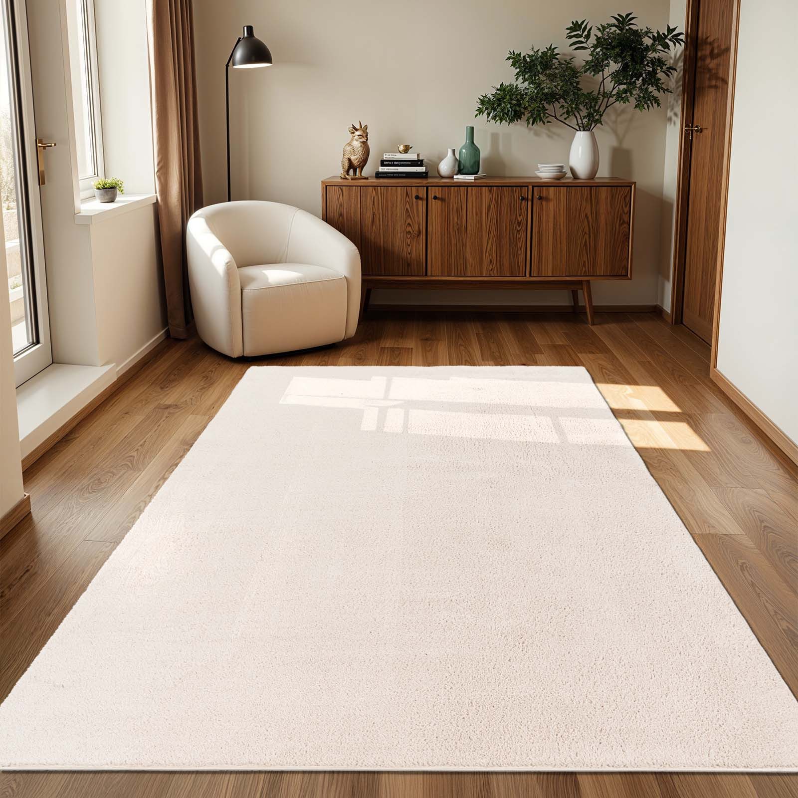 TaraCarpet Teppich Supersoft Kurzflorteppich Fiona Uni, rund, Höhe: 14 mm, Wohnzimmer, Schlafzimmer, Esszimmer, Fiona creme 200 rund