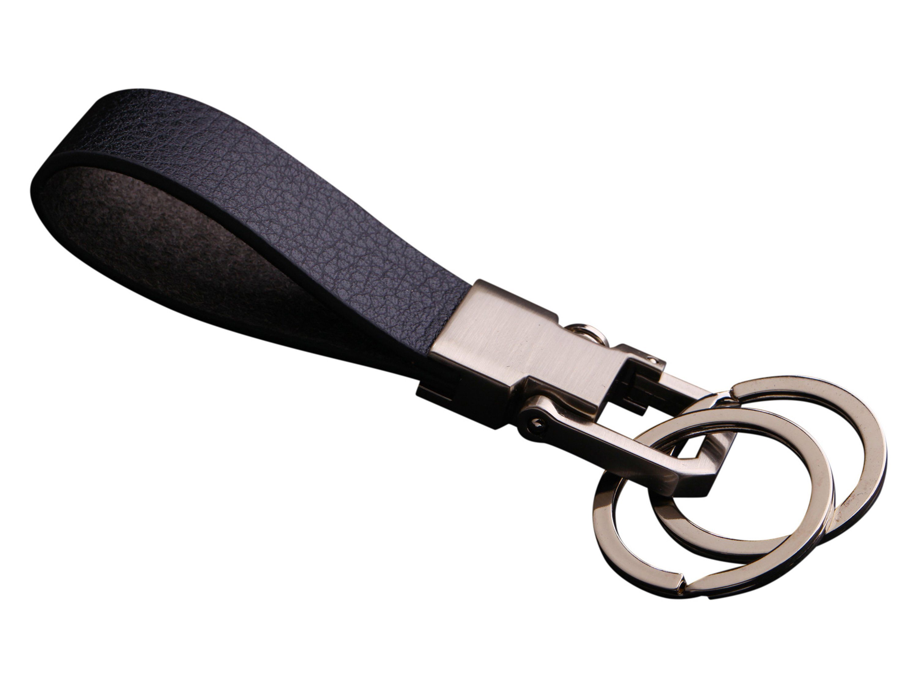 Cerbery Schlüsselanhänger Schlüsselanhänger aus Leder - Kunstleder Schlüsselbund und Ringen Geschenk Schlüsselring, Schlüsselhalter Geschenkbox mit Schlüsselband Silber Auto