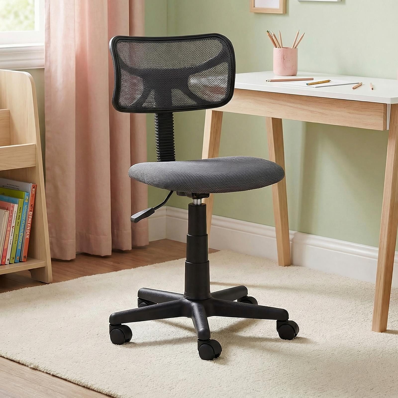 IDIMEX Schreibtischstuhl MILAN, Kinderzimmer Drehstuhl mit ergonomischer Rückenlehne atmungsaktiv Grau