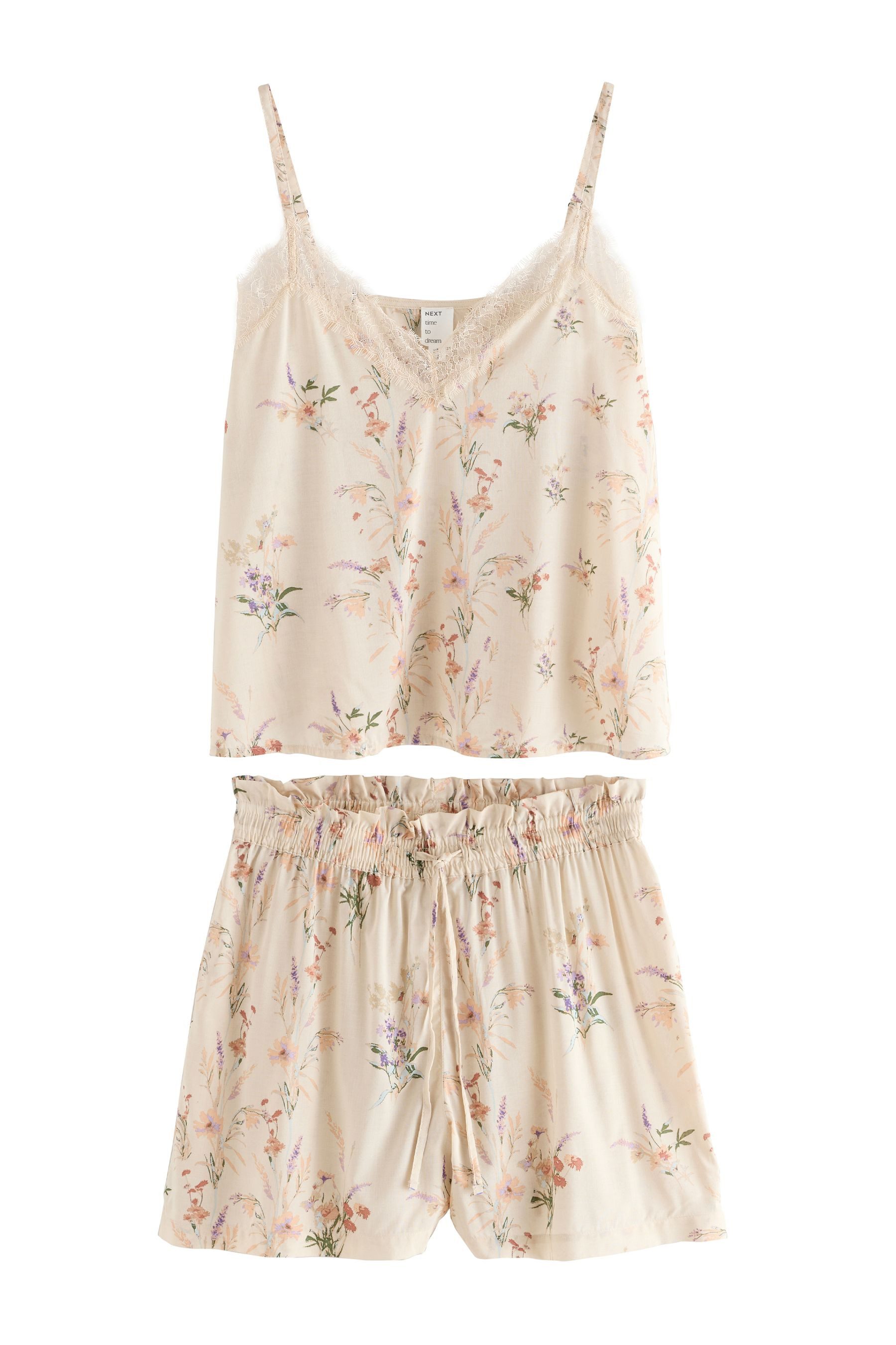 Next Pyjama Kurzer Viskose-Schlafanzug mit Camisole günstig online kaufen