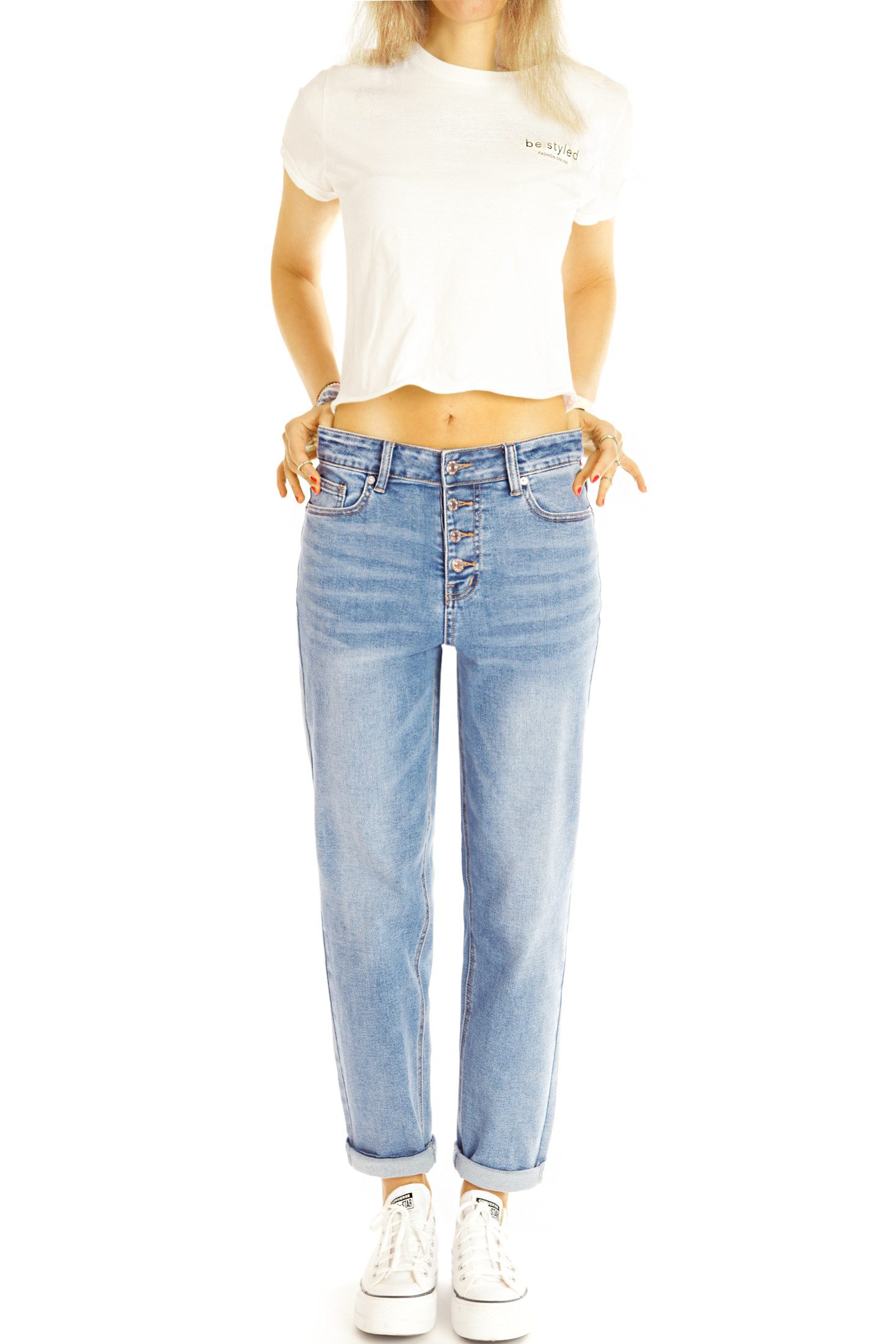 be styled Mom-Jeans Mid waist Baggyjeans Mom Boyfriend Jeans Hose, Stretch - Damen - j38k mit Stretch-Anteil