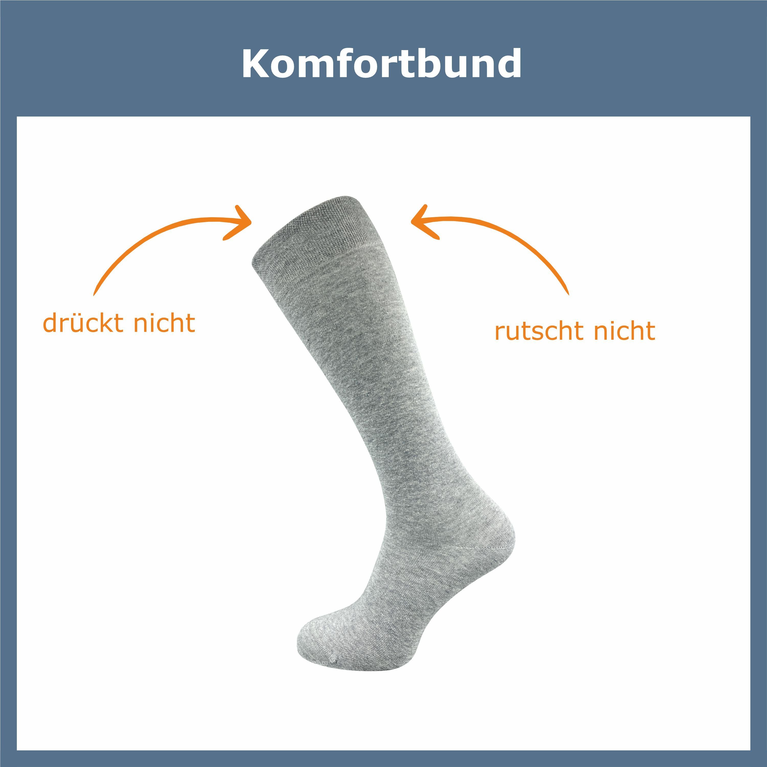 GAWILO Kniestrümpfe für Damen & Herren aus hochwertiger Baumwolle mit Komfortbund (4 Paar) Extra weicher Komfortbund, der nicht verrutscht ohne einzuschneiden