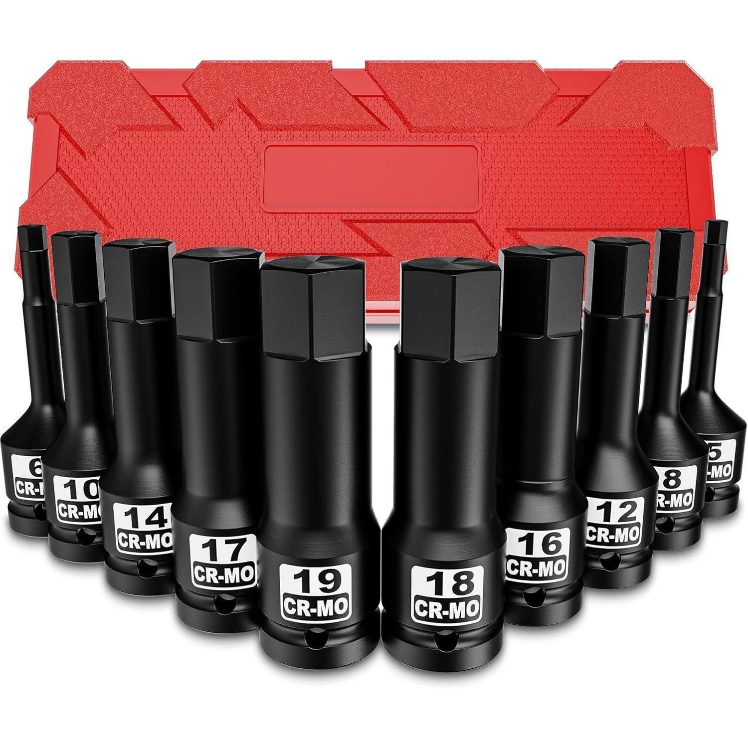 LuxusKollektion Bit- und Steckschlüsselset Innensechskant Satz 1/2" 10-tlg 5-19mm CR-MO