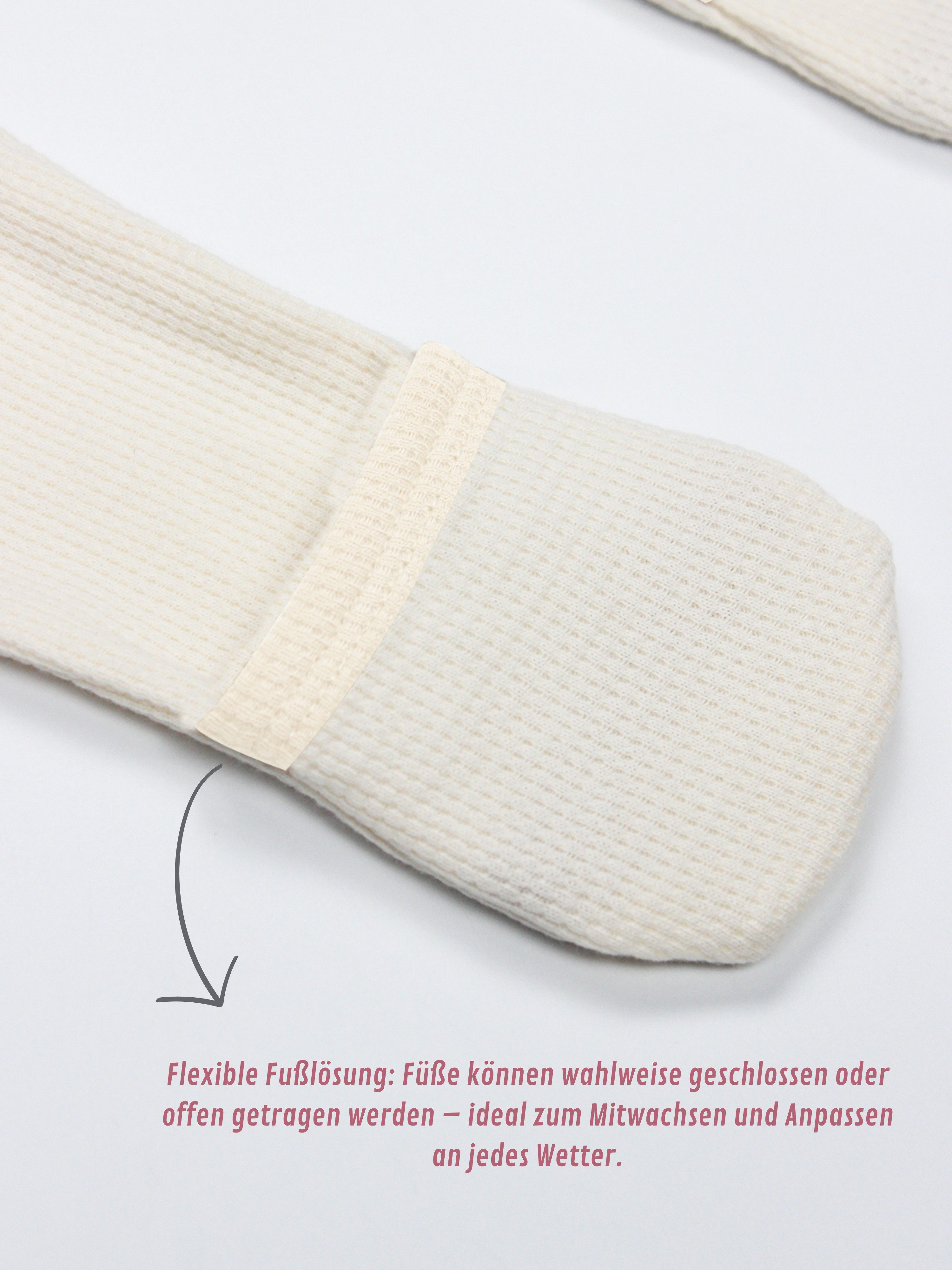 bistyle Strampler Overall Baby Waffle Nature für Jungen und Mädchen Unisex GOTS, Bio-Baumwolle, Größe 56-62