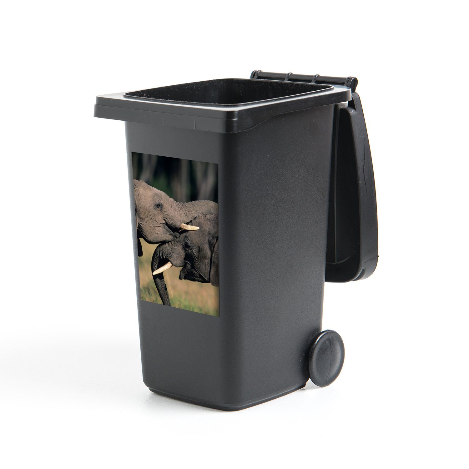 MuchoWow Wandsticker Elefant - Tiere - Grau - Natur (1 St), Mülleimer-aufkleber, Mülltonne, Sticker, Container, Abfalbehälter