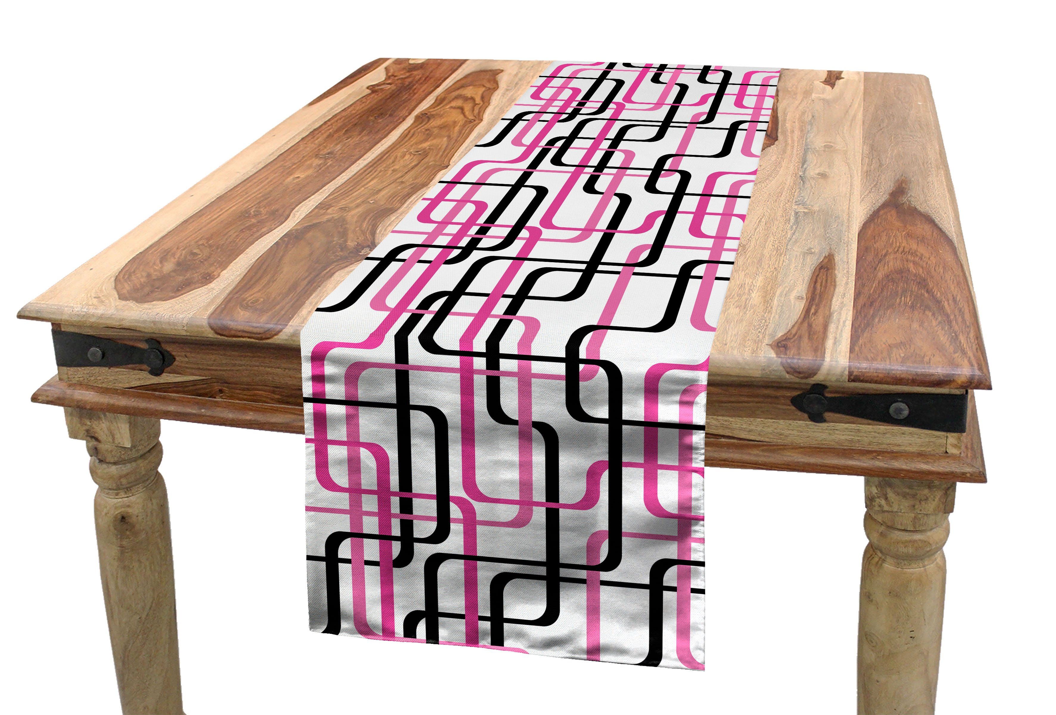 Abakuhaus Tischläufer Esszimmer Küche Rechteckiger Dekorativer Tischläufer, Geometrisch Gewellte Linien Funky