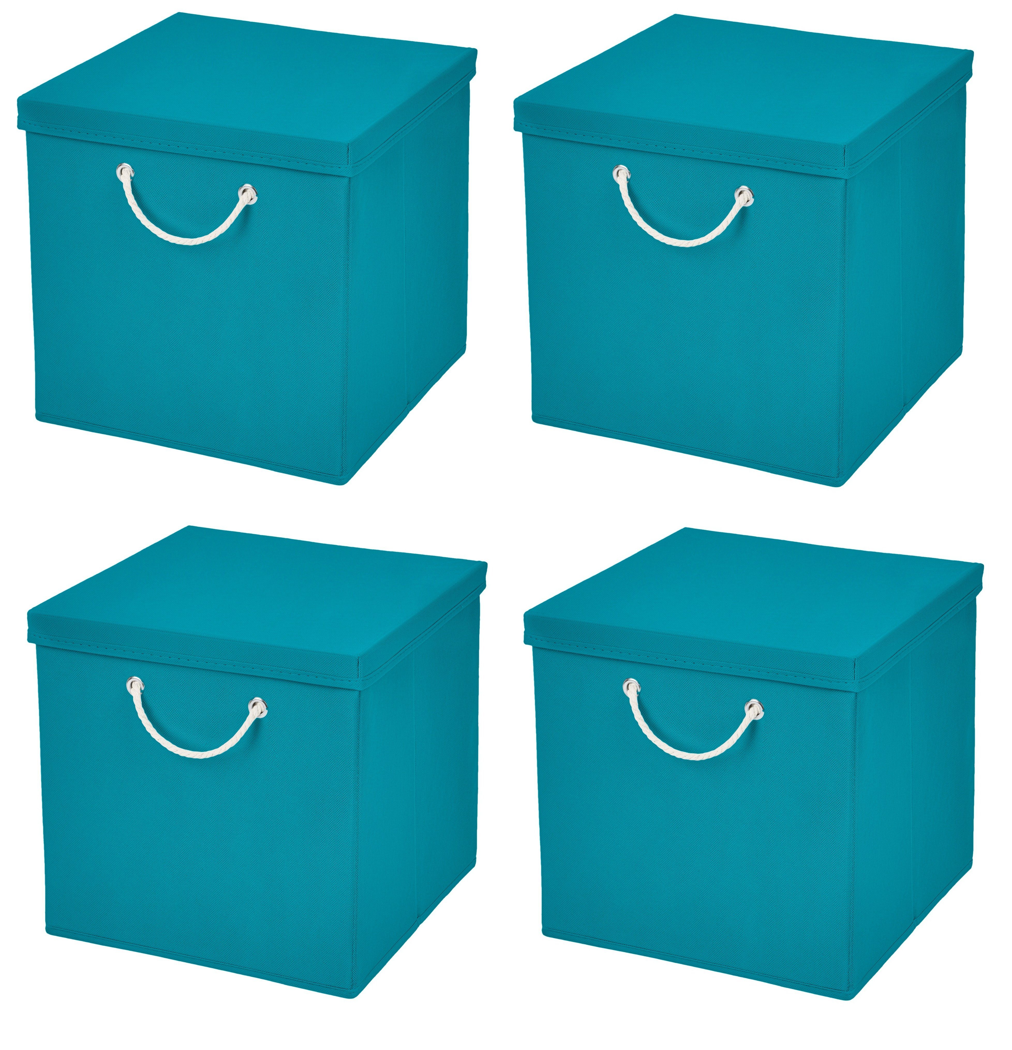 StickandShine Faltbox 4 Stück 30 x 30 x 30 cm Aufbewahrungsbox Stoffboxen in verschiedenen Farben (4er SET 30x30x30) Faltbox moderne Faltkiste Maritim mit Kordel 30cm