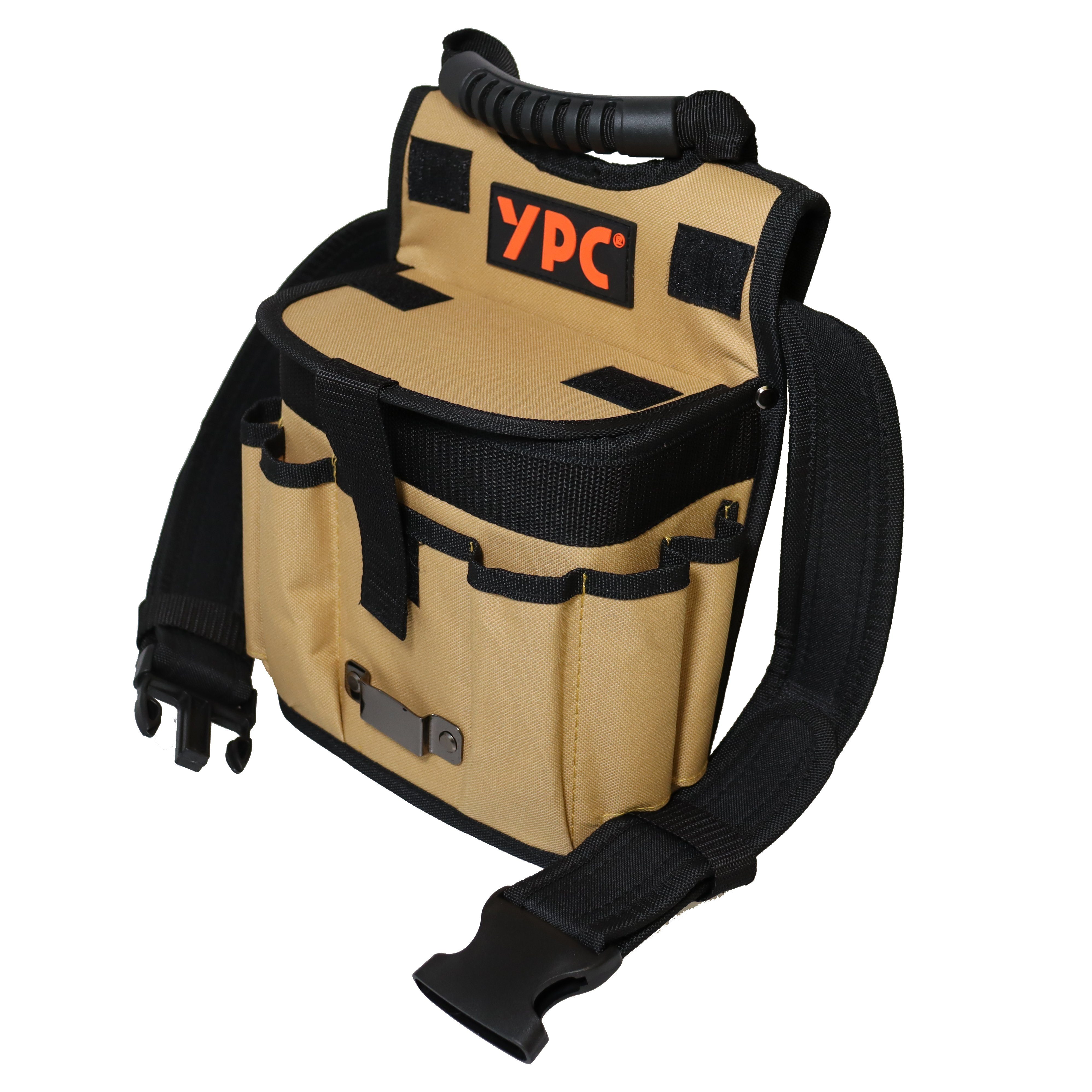 YPC Werkzeugtasche "Rapid" Gürteltasche XXL, 29x20x13cm, 5 kg Tragkraft, Werkzeuggürtel, Gürtel mit großem Fach, Halterungen und Einschüben Beige