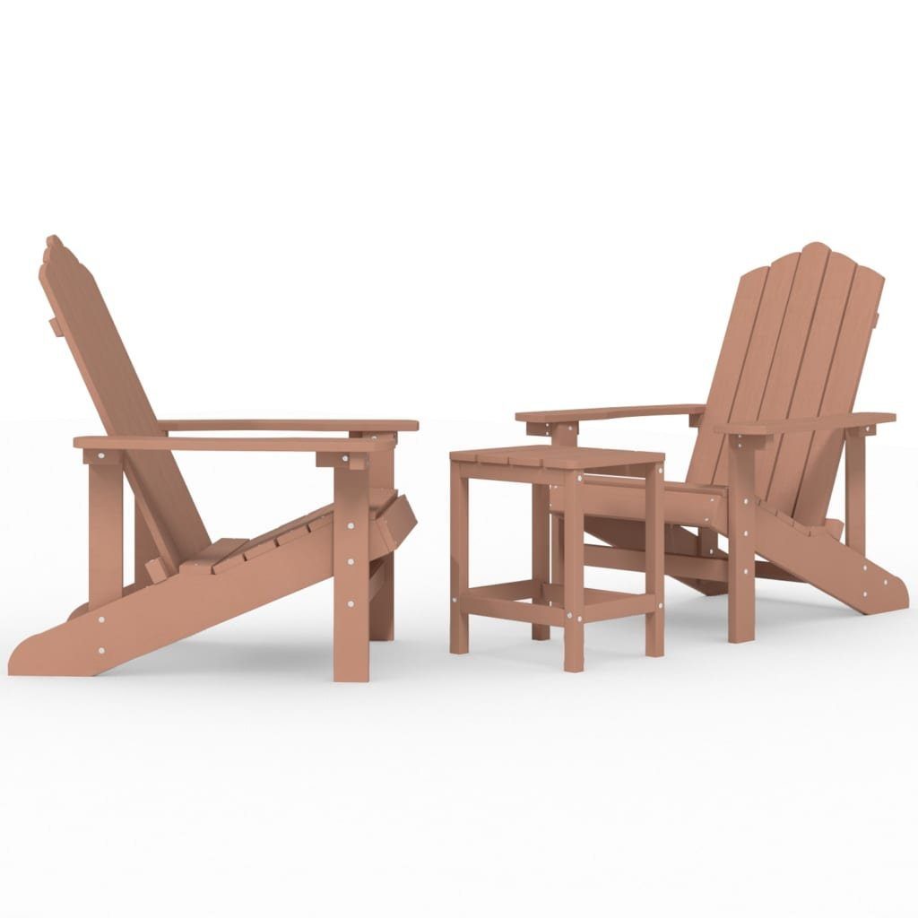 Adirondack-Gartenstühle Tisch vidaXL Gartenstuhl Braun mit HDPE