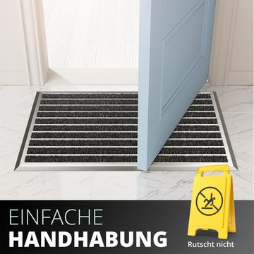 Fußmatte Fußabtreter außen, Schmutzfangmatte Außenbereich, WEST & EAST GmbH, mit silbernem Rand 40x60 cm