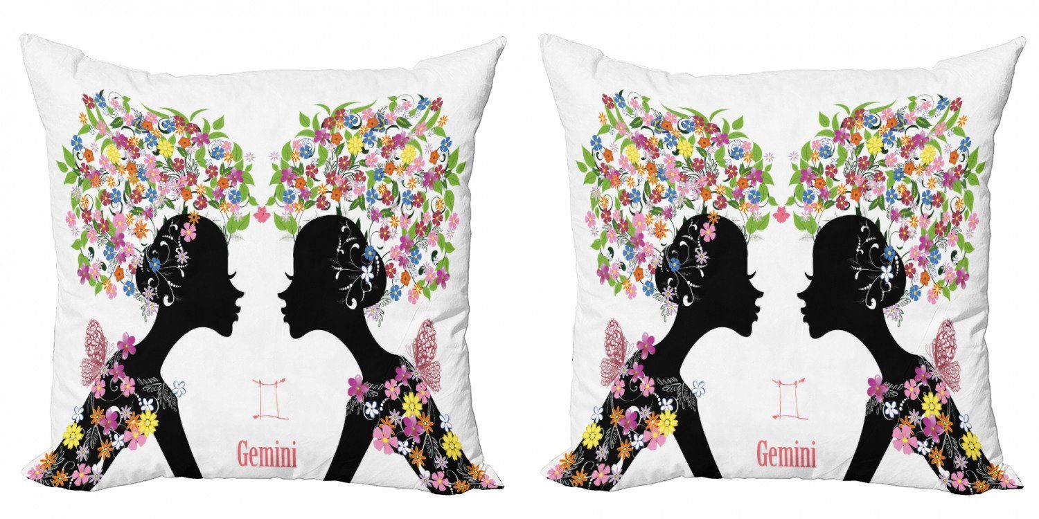 Kissenbezüge Modern Accent Abakuhaus Blumendamen (2 Digitaldruck, Sternzeichen Doppelseitiger Zwillinge Stück)
