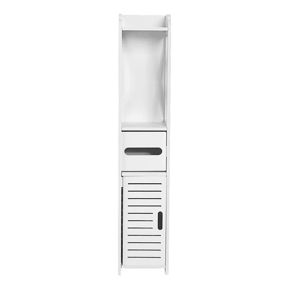 JEOBEST Badkommode Badezimmerschrank mit Toilettenpapierhalter, (1-St, Badregal), Schmal mit Tür, 20x15x80 cm