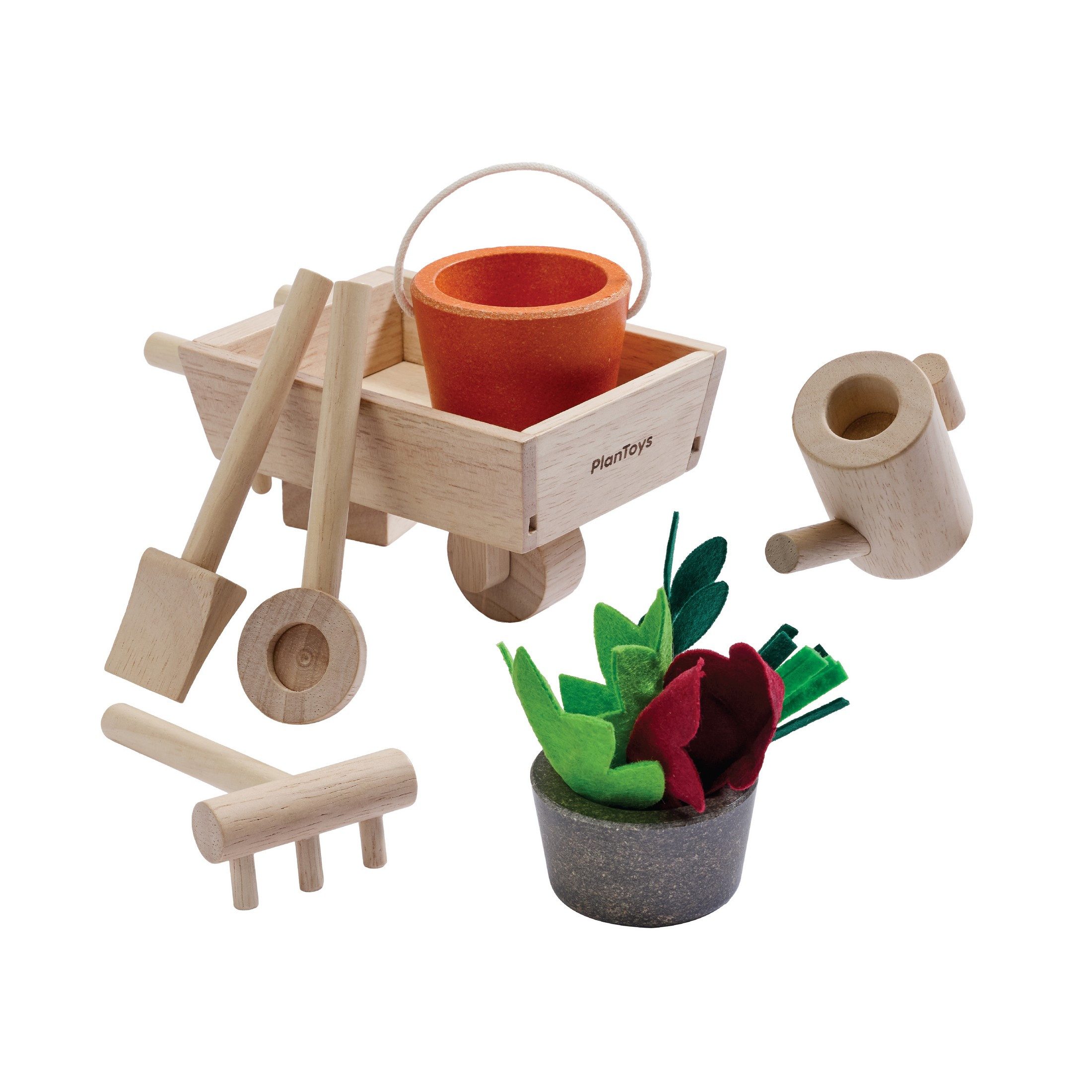 Plantoys Spielzeug-Gartenset PlanToys- Garten-Schubkarren-Set 18,8x7,5x18,8 cm - 3y+, (11-teiliges Set, 11-tlg)