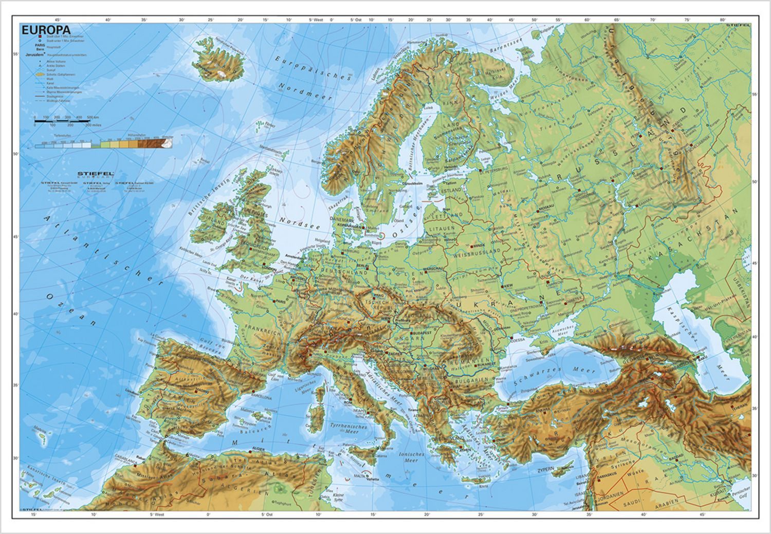 Europa physisch / Heinrich Stiefel