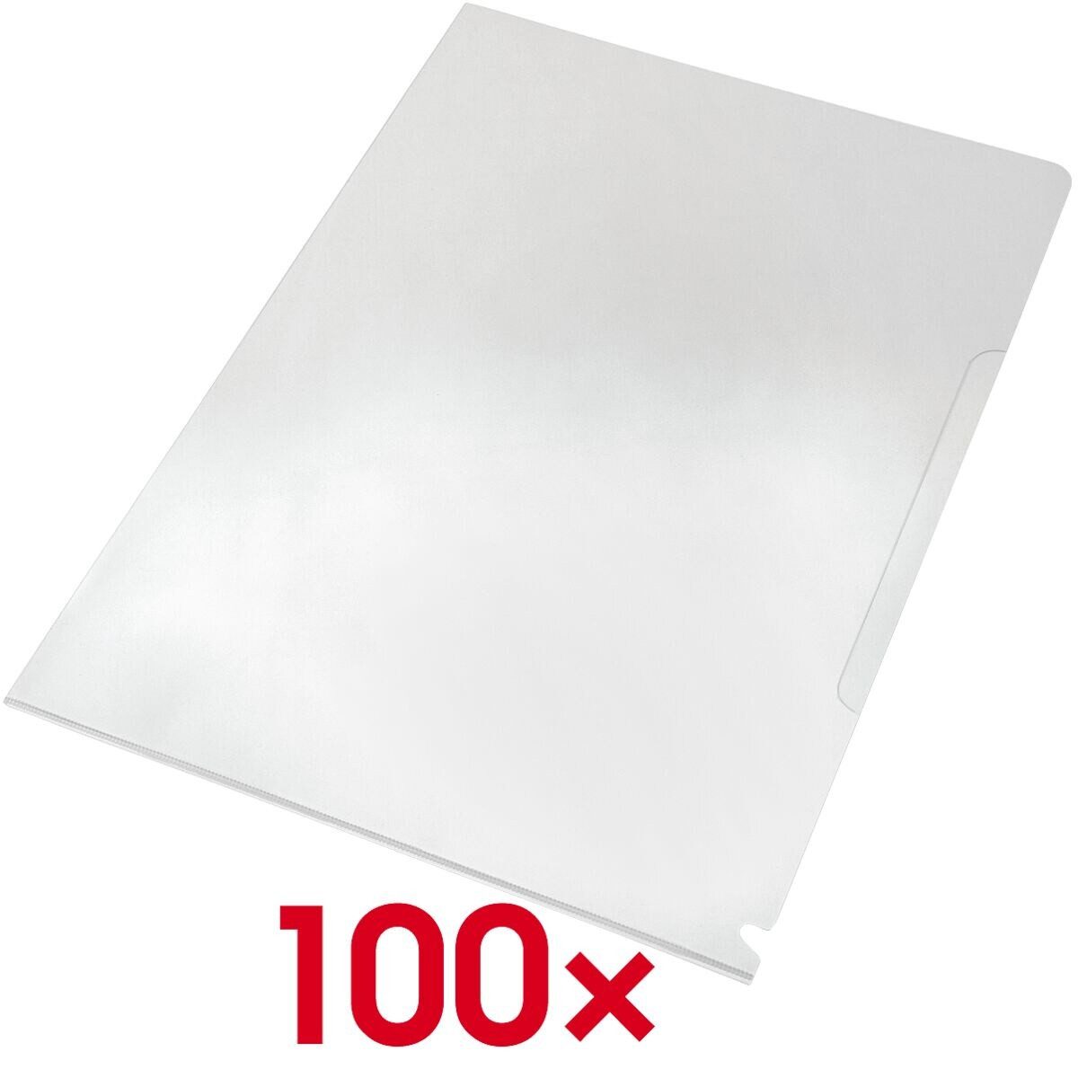 EICHNER Prospekthülle, 100 Stück, Format A4, glatt, oben/seitlich offen, 0,18 mm