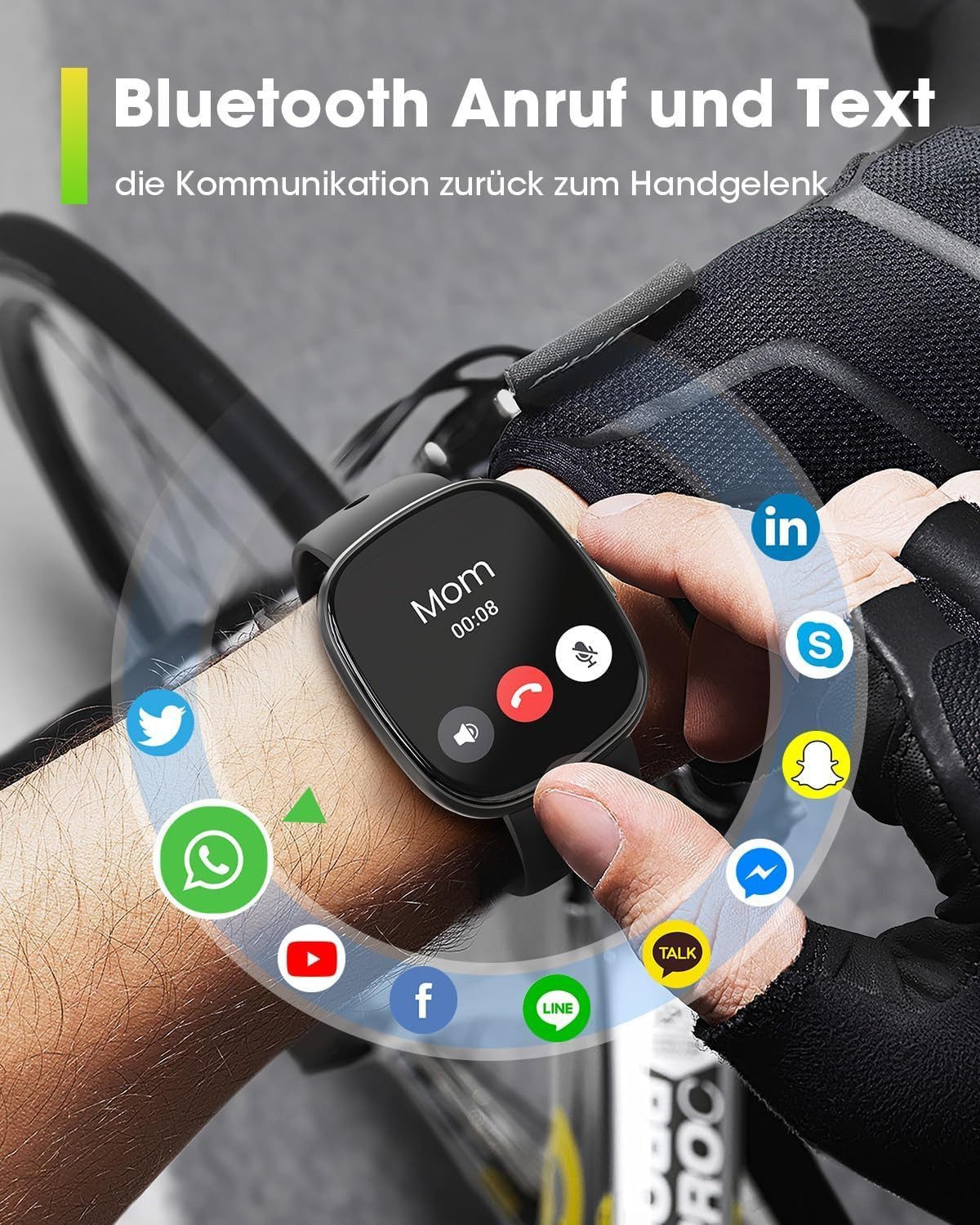 ANYSUN Smartwatch Herren Damen mit Telefonfunktio Sport Smartwatch (1,83 Zoll) mit Pulsmesser SpO2 Schlafmonitor 120+ Sportmodi Schrittzähler, Fitnessuhr 5ATM Wasserdicht&i Smartwatch für Android iOS