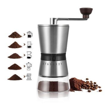 Fivejoy Kaffeemühle Kaffeemühle Manuell/Hand mit Keramikmahlwerk, Espressomühle mit 8 Mahlstufen