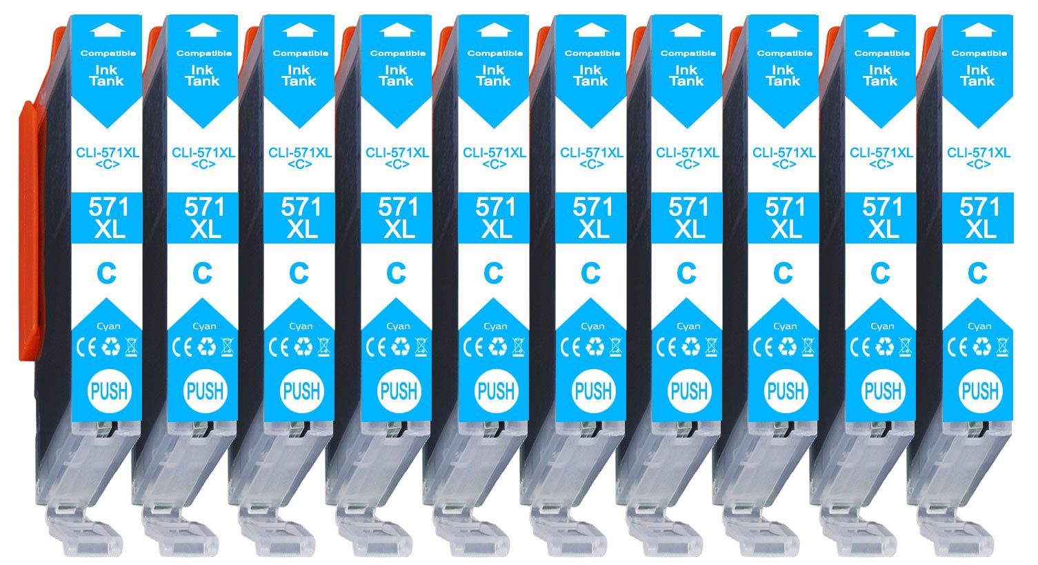 Druckerparadies 10er Multipack für Canon CLI-571C (XL) Tintenpatronen Set Tintenpatrone (10-tlg., für Canon MG5750 MG6850 MG7750 TS5050 TS6050 TS8050 TS9050 TS9055)