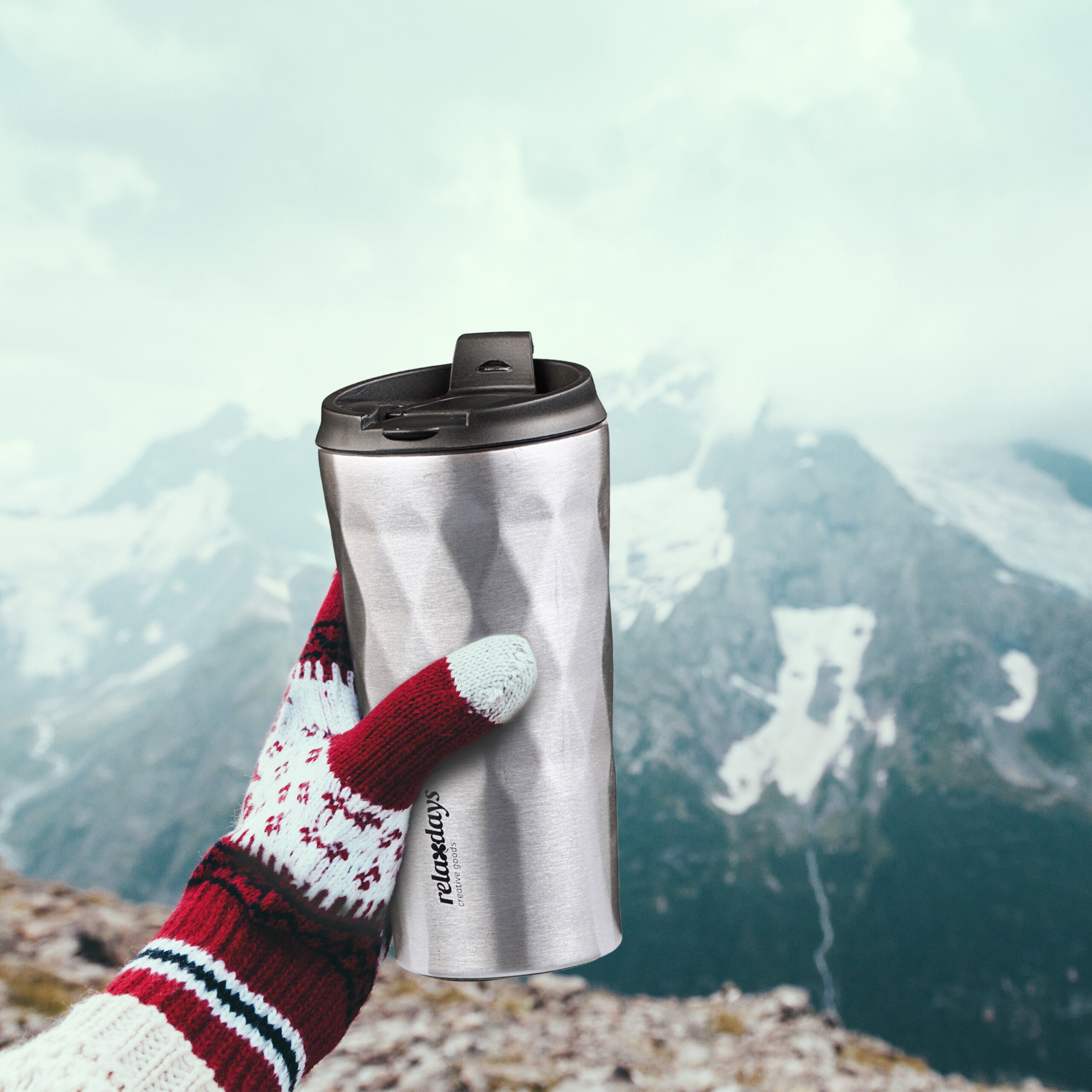 relaxdays Thermobecher Edelstahl 350ml, Edelstahl