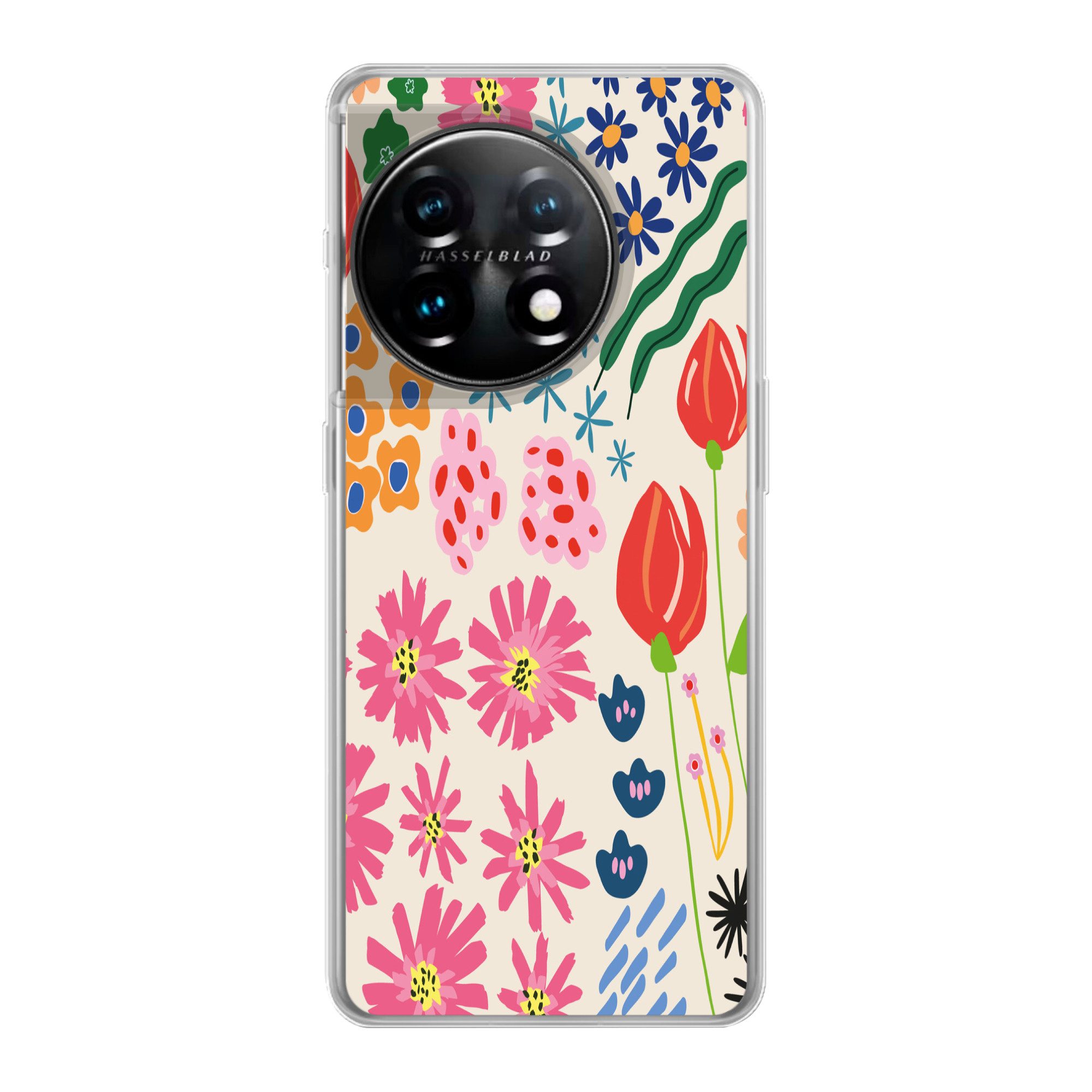 MuchoWow Handyhülle für OnePlus 11 Blumen - Gestaltung - Tulpe, Handy Case, Silikon, Bumper Case Dünn
