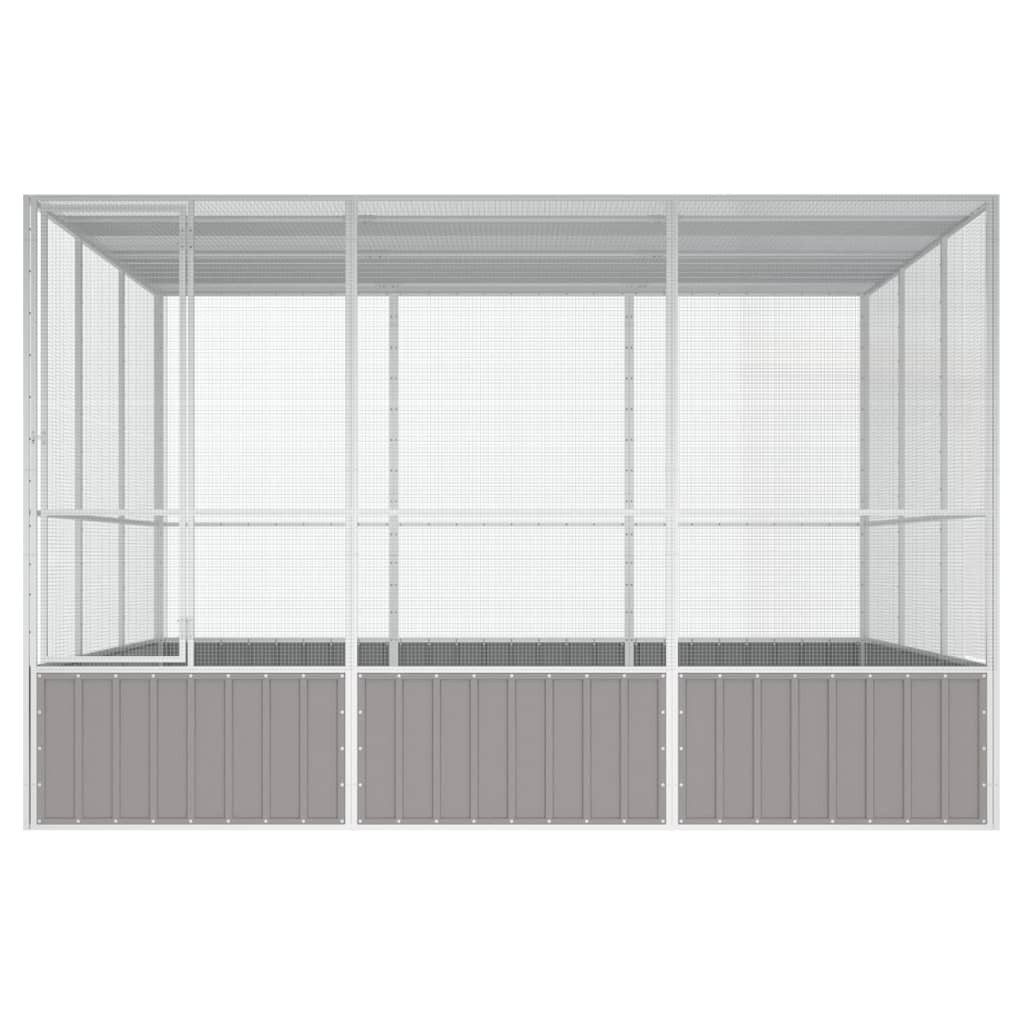 vidaXL Vogelkäfig, Vogelkäfig Grau 302,5x324,5x211,5 cm Verzinkter Stahl
