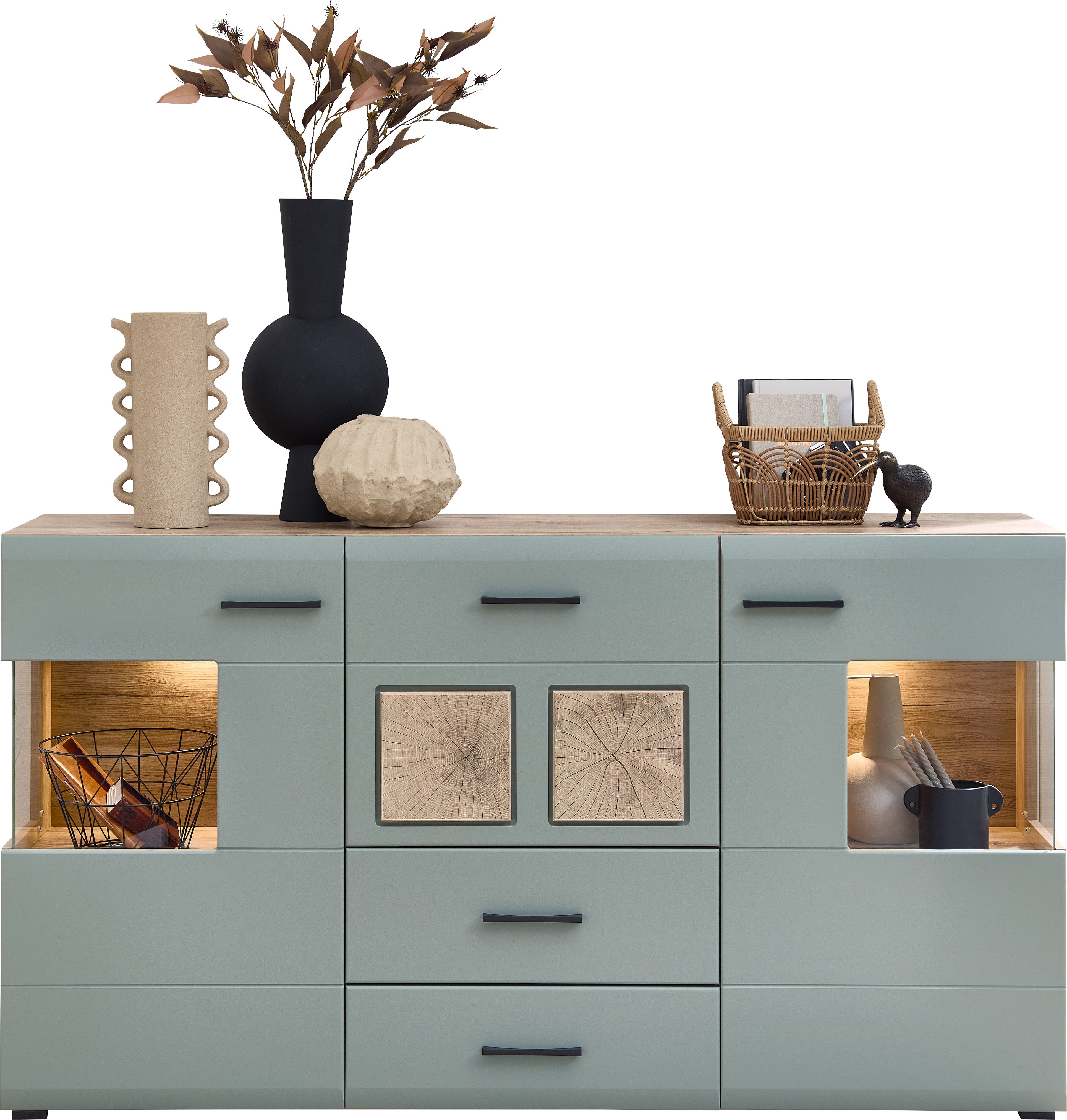 Innostyle Sideboard FUN PLUS II, 2 Holztüren, 3 Schubläden, 7 Fächer, Softclose, ABS Kantenschutz