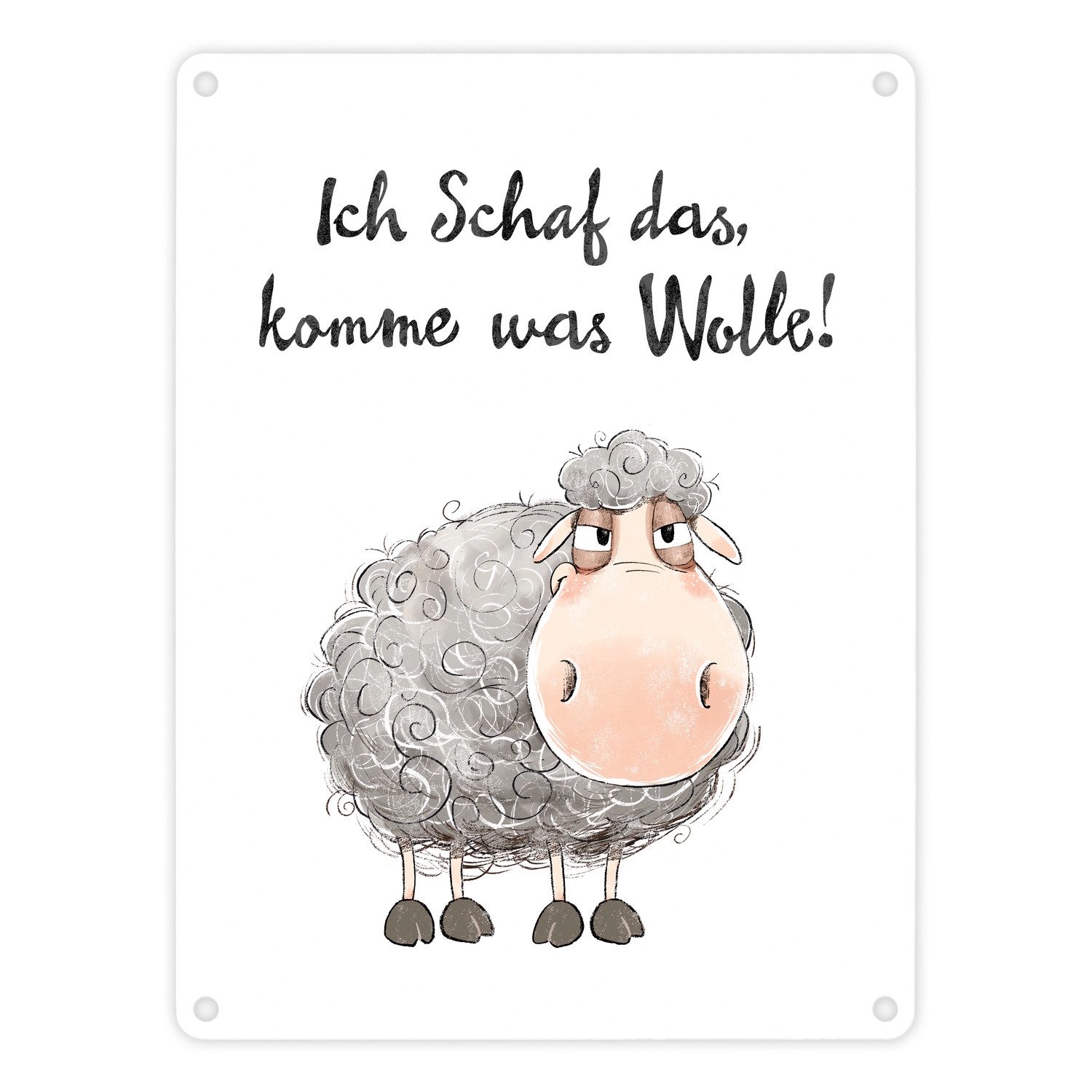 speecheese Metallschild Schaf Metallschild in 15x20 cm mit Spruch Ich das komme was Wolle