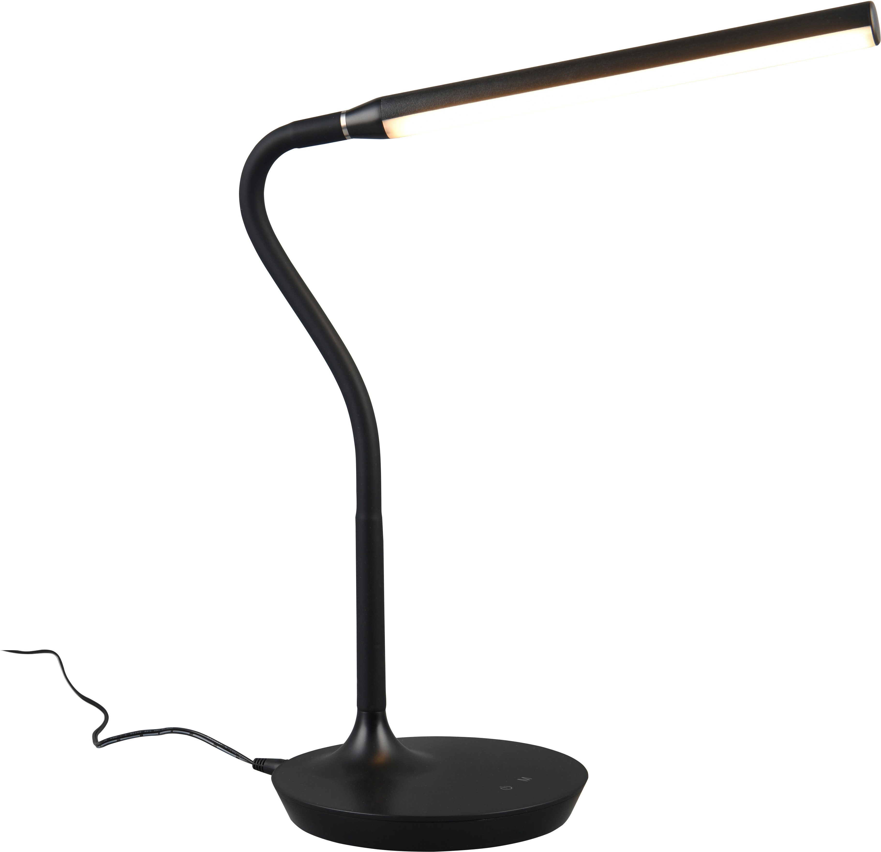Reality Leuchten LED Schreibtischlampe TORO, LED Tischeuchte mit Flexarm, Höhe 38cm Tiefe 35cm 5W 700 Lumen, Dimmfunktion, mehrere Helligkeitsstufen, LED fest integriert, Farbwechsler, warmweiß - kaltweiß, Touch Dimmer und Lichtfarbe in Stufen wählbar 3000-4000-5000K