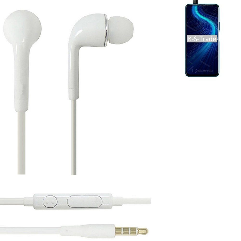 K-S-Trade für Huawei Honor X10 In-Ear-Kopfhörer (Kopfhörer Headset mit Mikrofon u Lautstärkeregler weiß 3,5mm)
