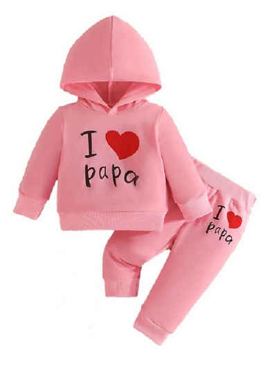 Babyhafen Shirt & Hose 2er-Set Baby I LOVE PAPA Pink Weiß Freizeitkleidung Babykleidung (2-tlg)