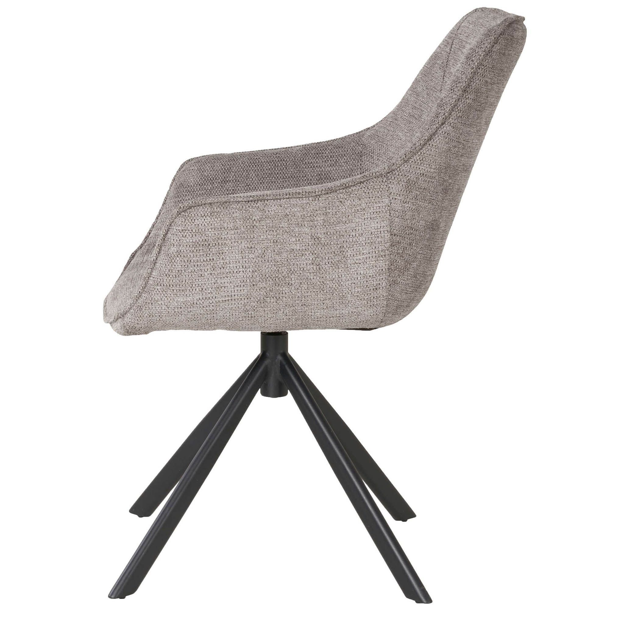 bene living Loungesessel San Carlo - drehbar - hellgrau (1-St), schwarzes Metall-Gestell - bequeme Arm- und Rückenlehne