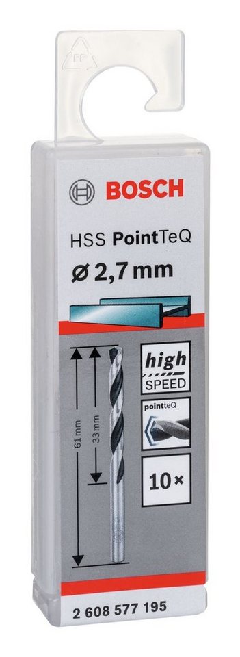 Thumbnail - BOSCH Metallbohrer, (10 Stück), HSS PointTeQ (DIN 338) Metallspiralbohrer - 2,7 mm - 10er-Pack