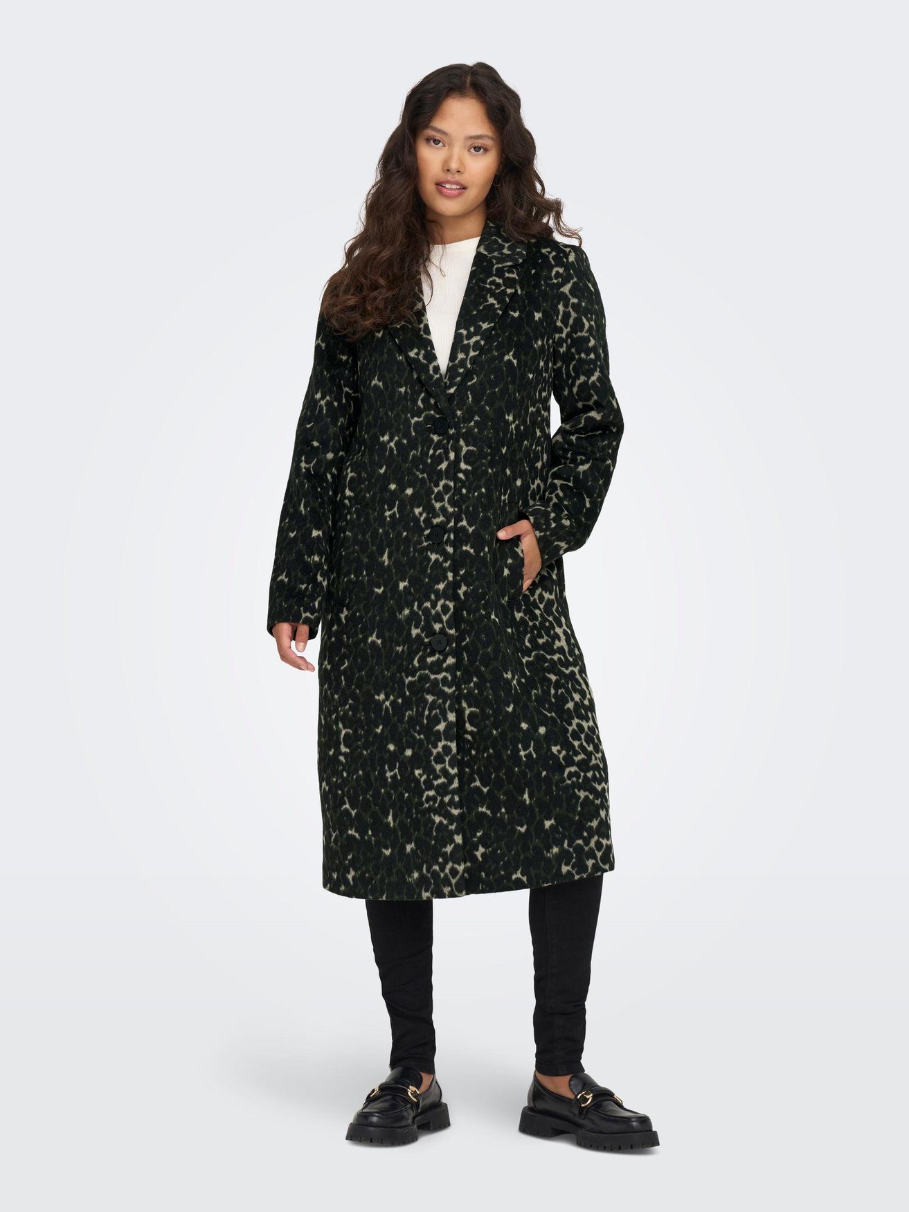 JACQUELINE de YONG Langmantel Langer Mantel COAT mit Allover Print JDYTENNESSEE 6349 in Grün