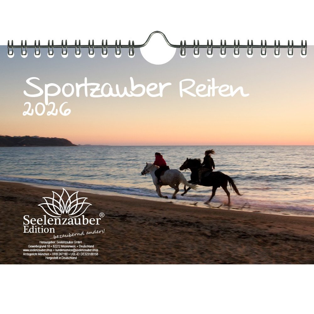 Seelenzauber Wandkalender Sportzauber Reiten DIN A5 Kalender für 2026 Freizeit Sport Pferde