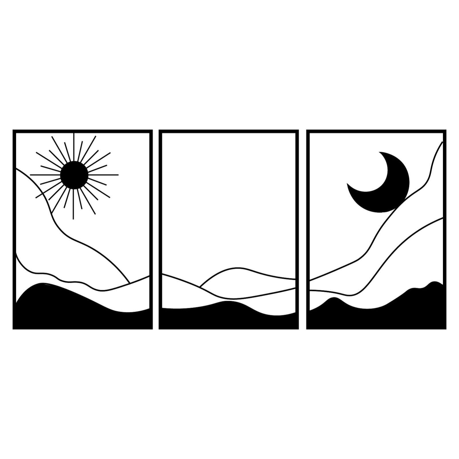 Wanddekoobjekt 3 Stück Sonne und Mond Metall Wanddekorationen, Berg Wanddekorationen