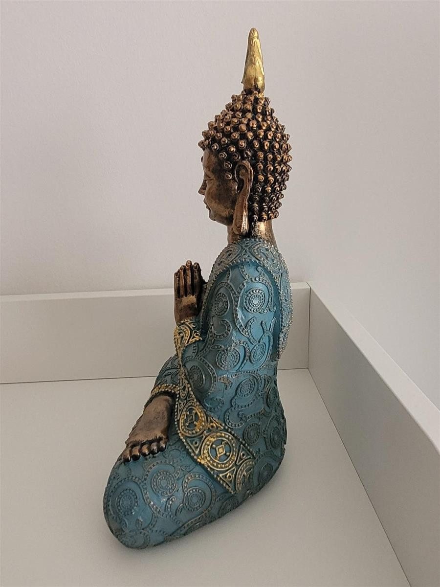 Geschenkestadl Buddhafigur Buddha Figur 29cm türkis gold meditierend (1 St)