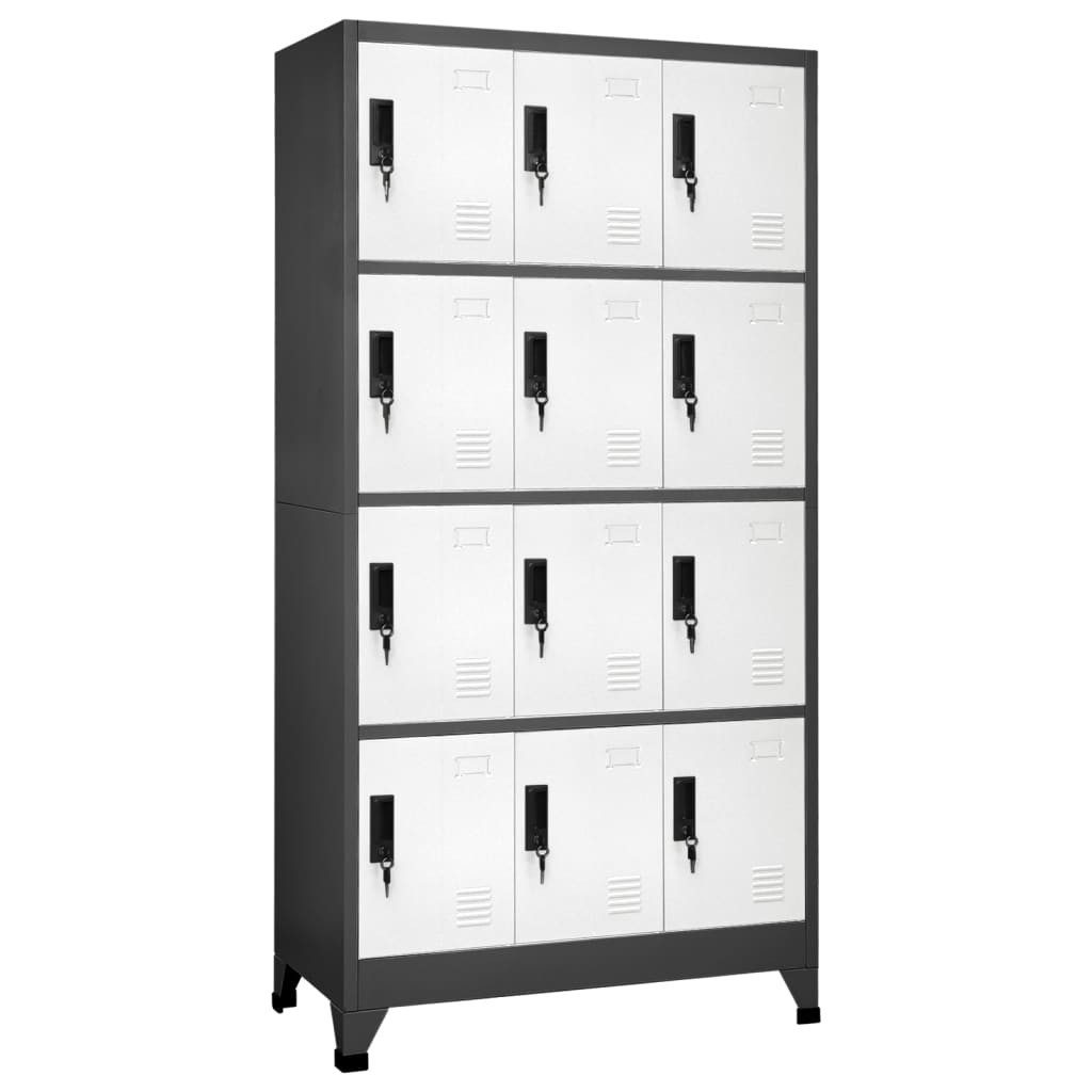 vidaXL Spind Schließfachschrank Anthrazit und Weiß 90x45x180 cm Stahl günstig online kaufen